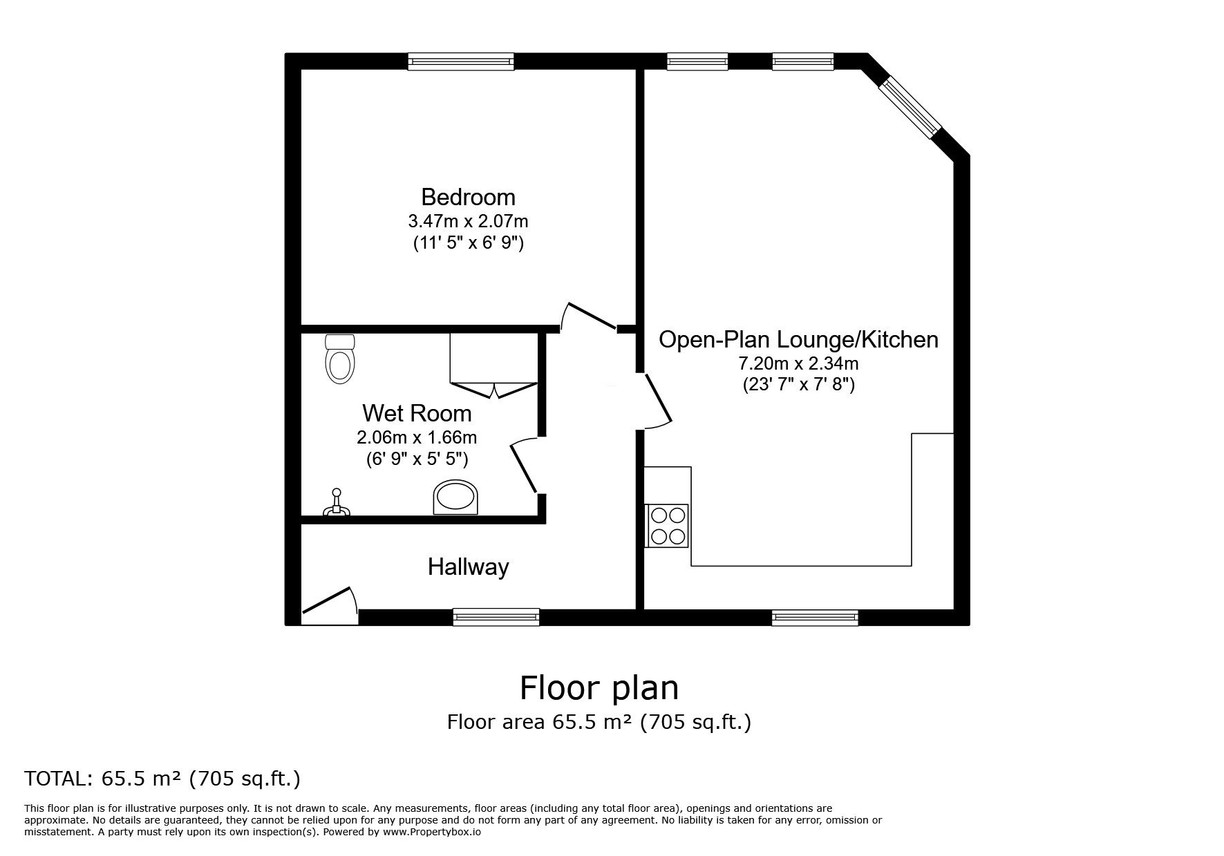 Floorplan of 1 bedroom  Flat for sale, Tolgarrick Road, Tuckingmill, Cornwall, TR14