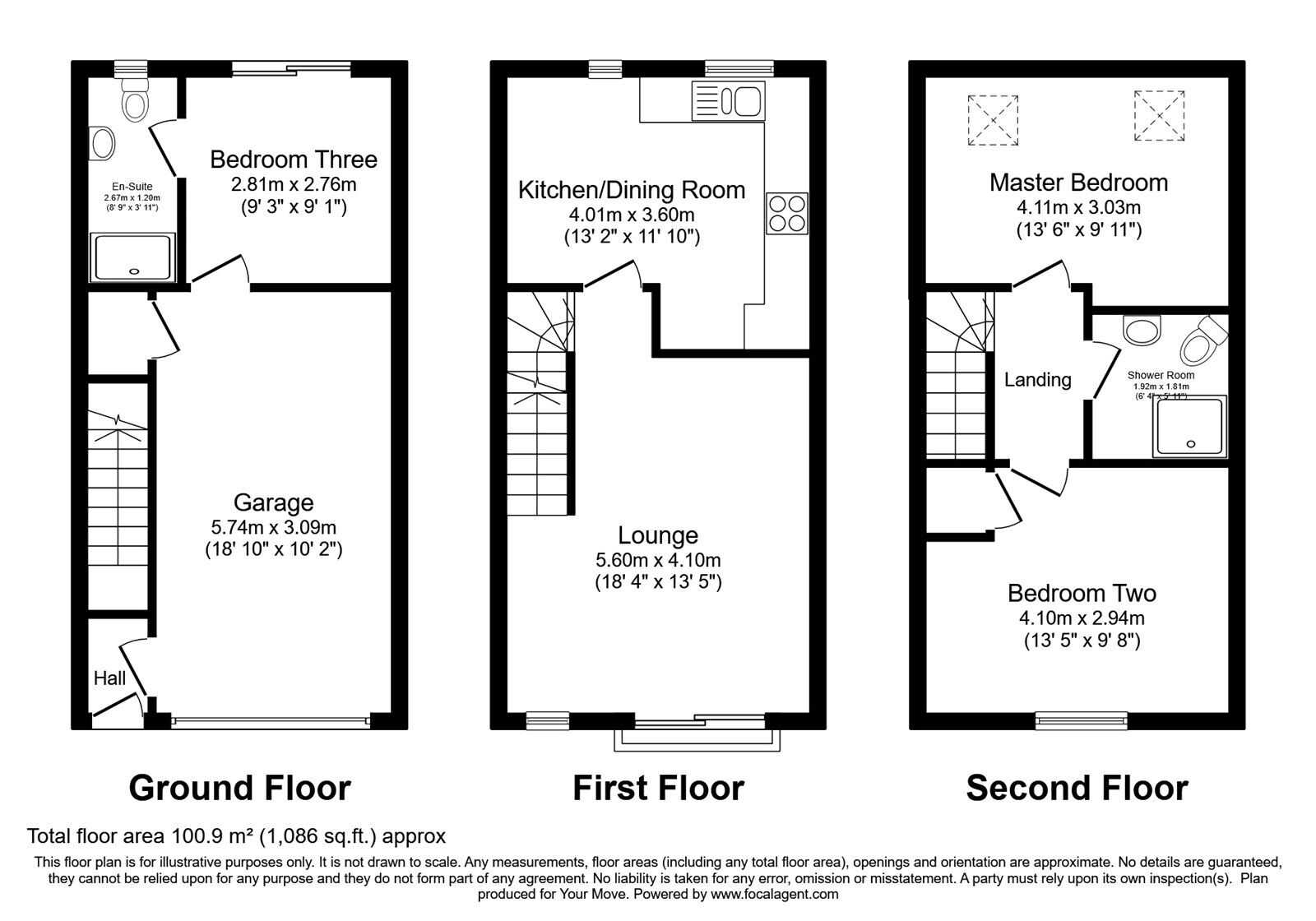Floorplan of 3 bedroom Mid Terrace House for sale, West Charles Street, Camborne, Cornwall, TR14