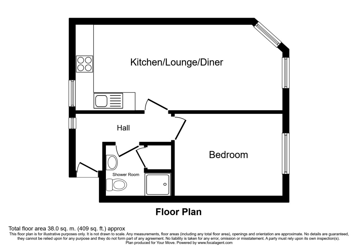 Floorplan of 1 bedroom  Flat to rent, Tolgarrick Road, Tuckingmill, Cornwall, TR14