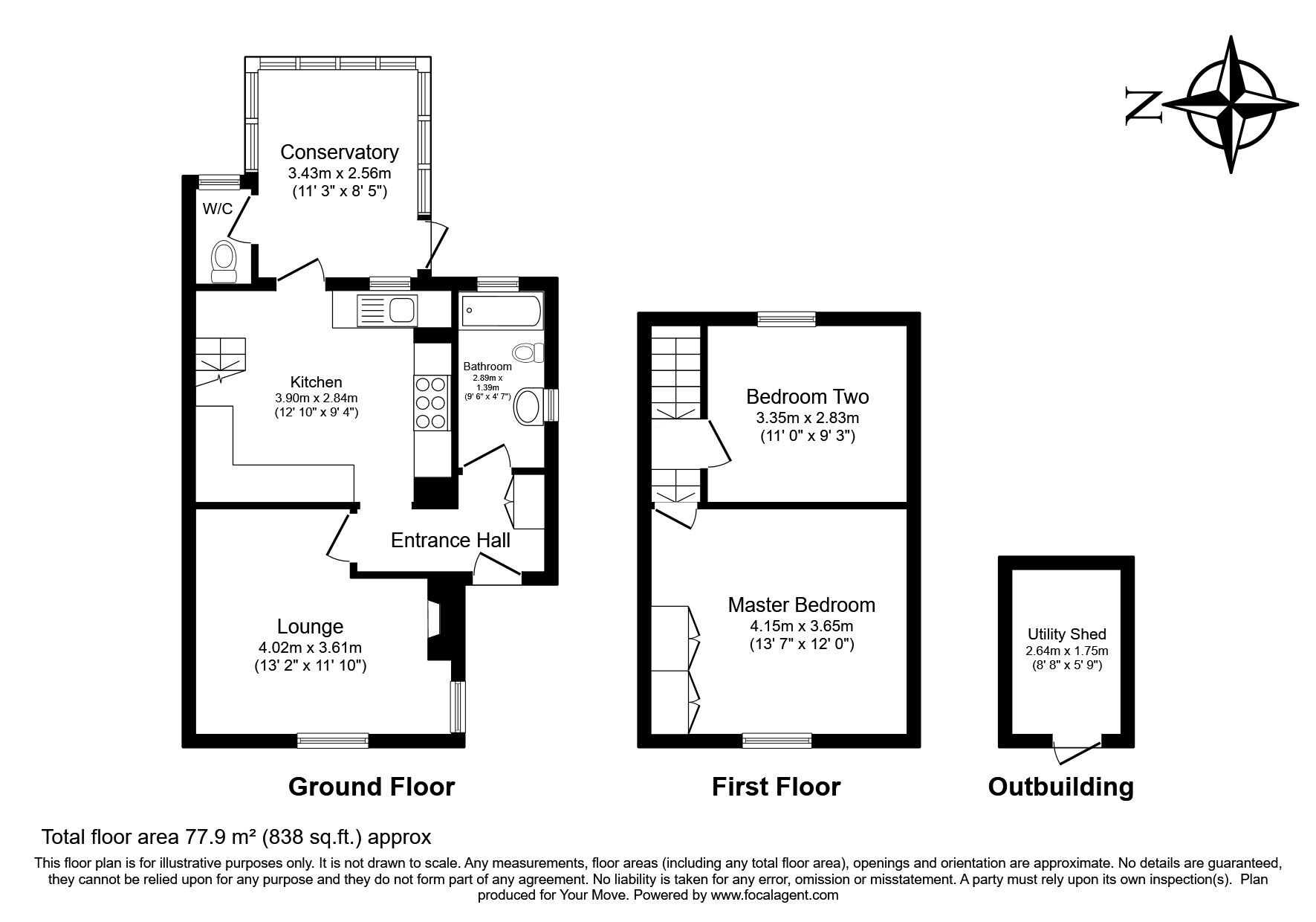 Floorplan of 2 bedroom Semi Detached House for sale, Robartes Terrace, Illogan, Cornwall, TR16