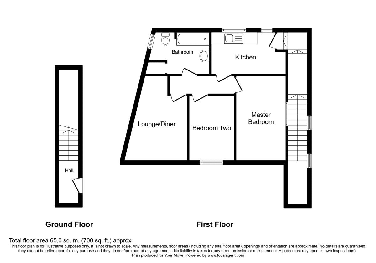 Floorplan of 2 bedroom  Flat for sale, Gurneys Lane, Camborne, Cornwall, TR14