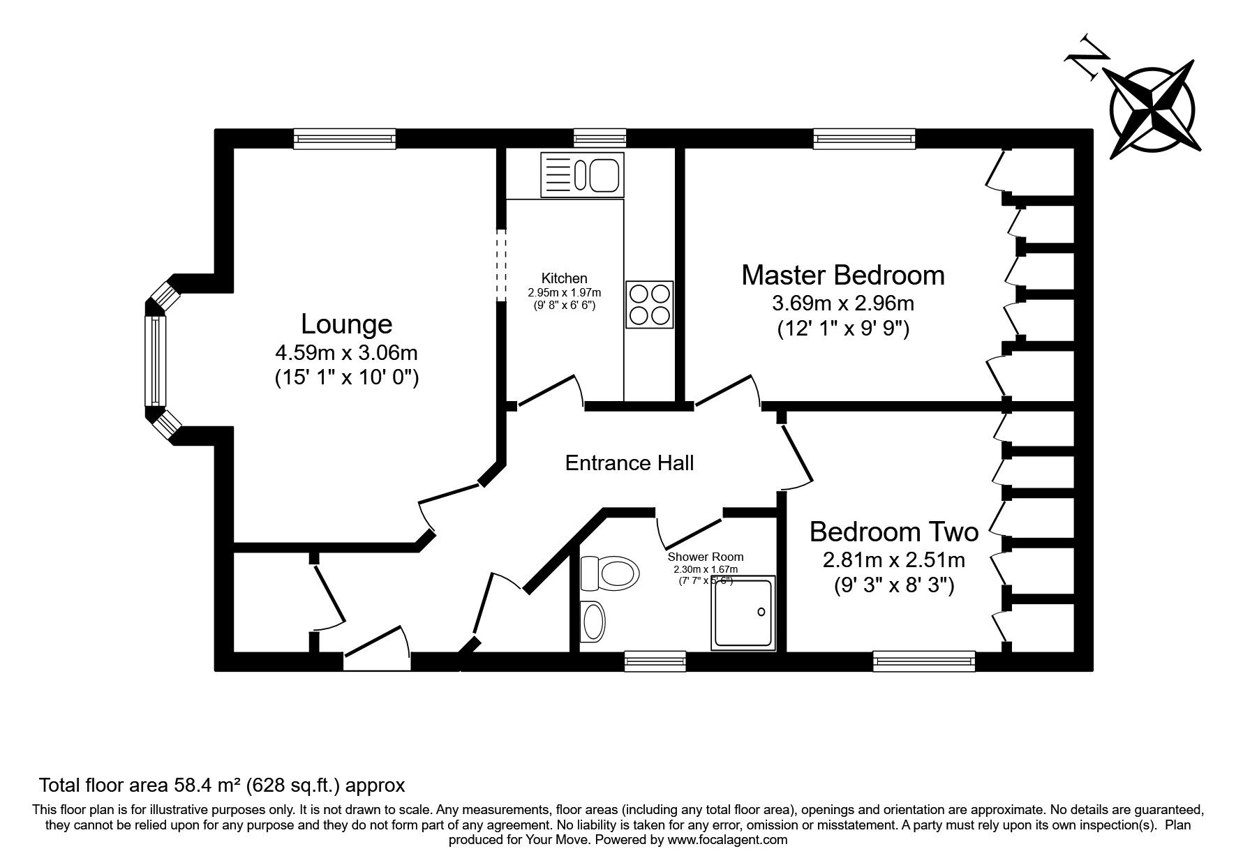 Floorplan of 2 bedroom  Flat for sale, The Grange, Rectory Road, Cornwall, TR14