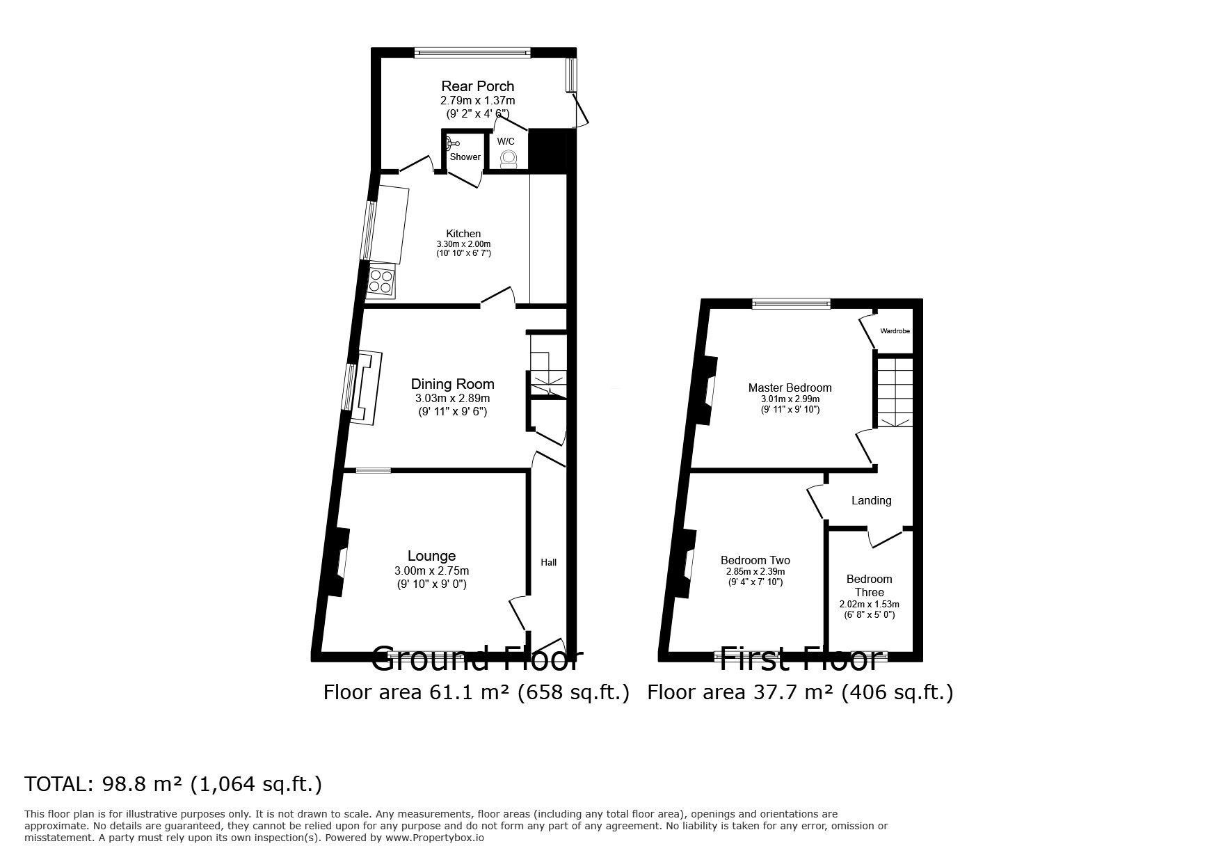 Floorplan of 3 bedroom Semi Detached House for sale, North Parade, Camborne, Cornwall, TR14