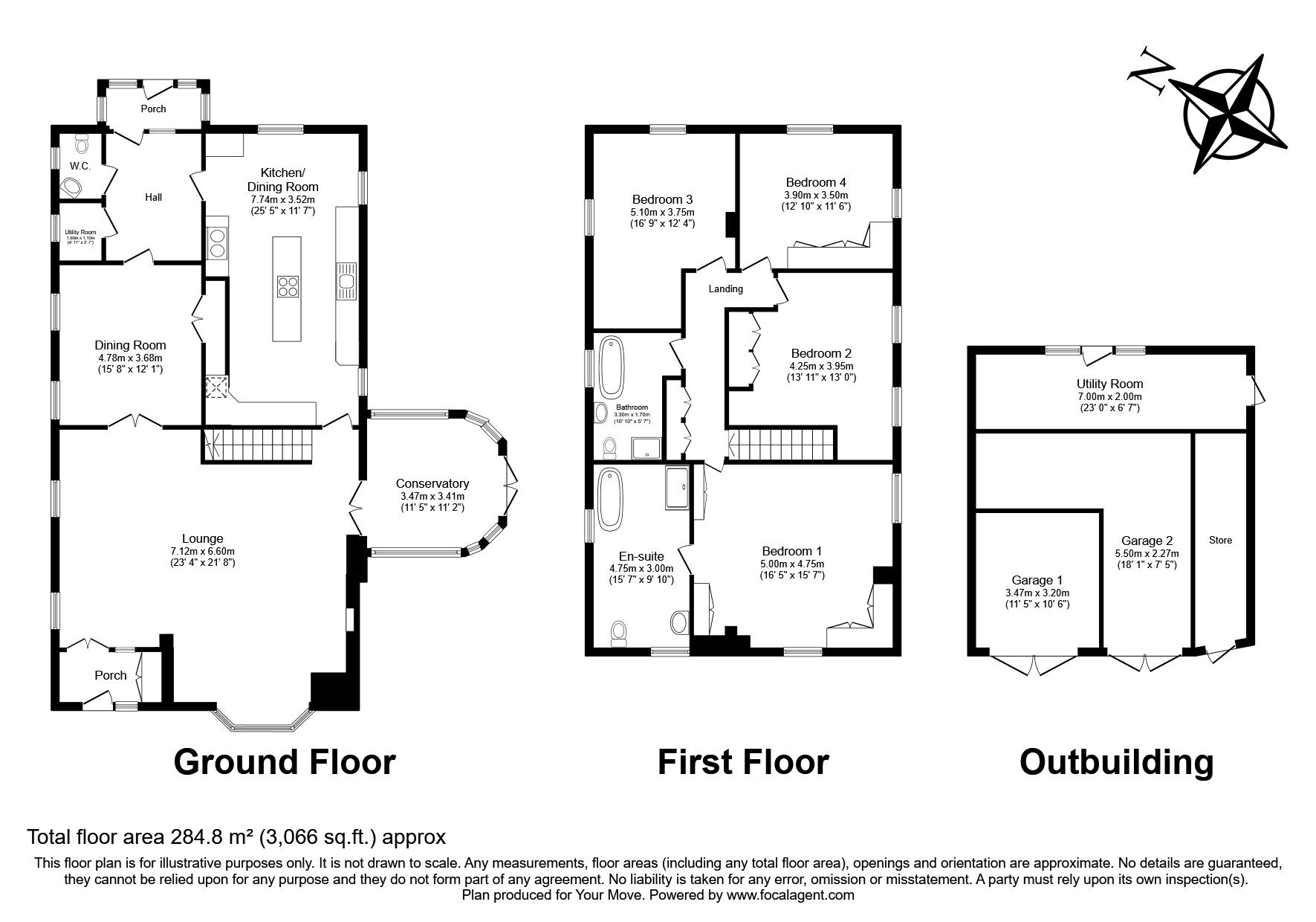 Floorplan of 4 bedroom Detached House for sale, Rayle Bottoms, Illogan, Cornwall, TR16