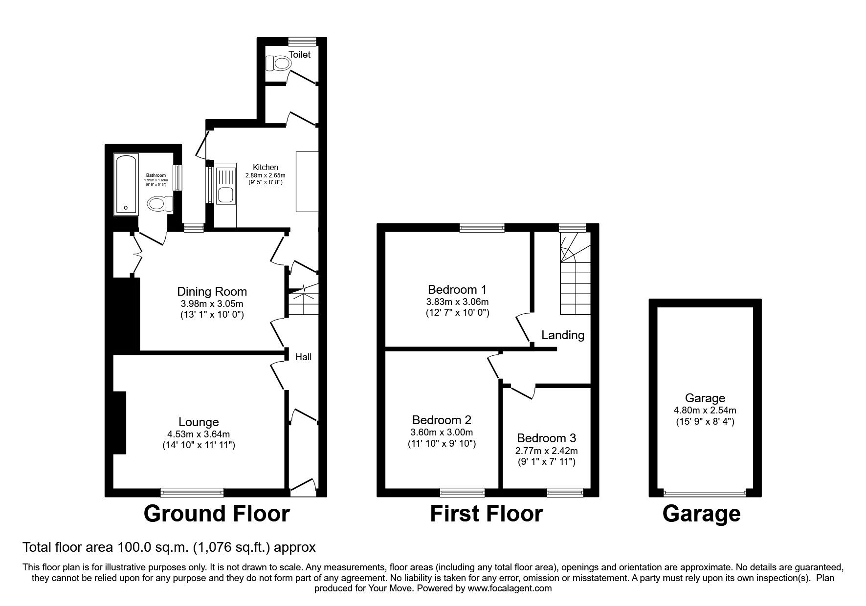 Floorplan of 3 bedroom Mid Terrace House for sale, Trevenson Street, Camborne, Cornwall, TR14