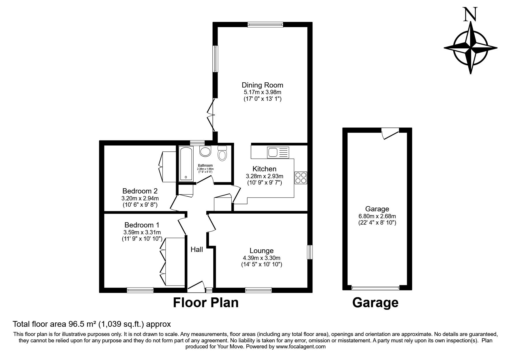 Floorplan of 2 bedroom Detached Bungalow for sale, Springfield Park, Barripper, Cornwall, TR14