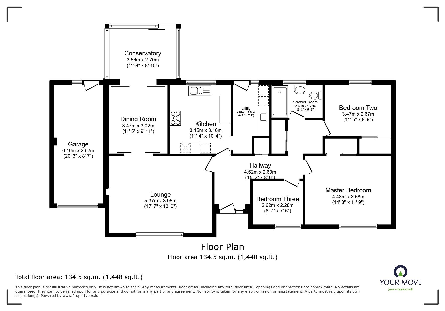 Floorplan of 3 bedroom Detached Bungalow for sale, Tregenna Fields, Camborne, Cornwall, TR14