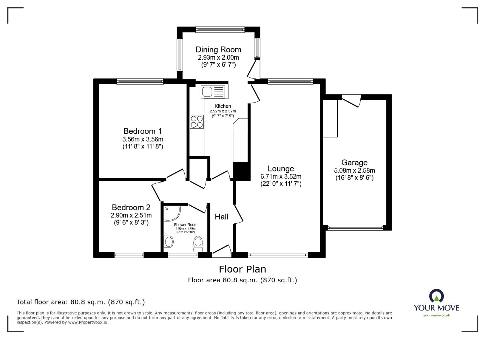 Floorplan of 2 bedroom Detached Bungalow for sale, Gilly Fields, Redruth, Cornwall, TR15