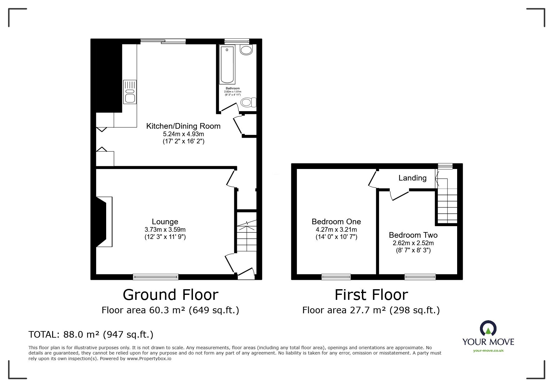 Floorplan of 2 bedroom Mid Terrace House for sale, Moor Street, Camborne, Cornwall, TR14