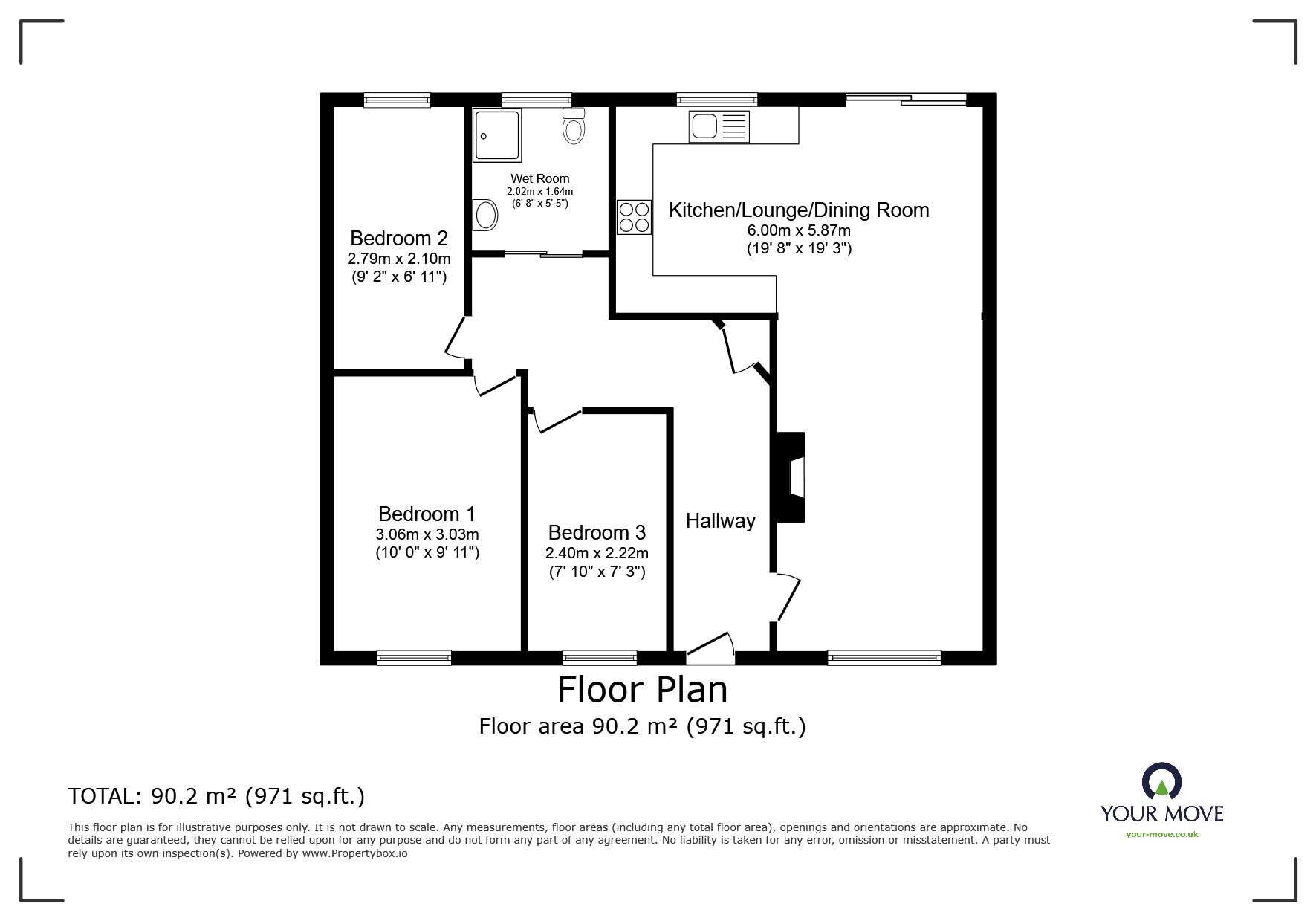 Floorplan of 3 bedroom Semi Detached Bungalow for sale, Trethern Close, Troon, Cornwall, TR14