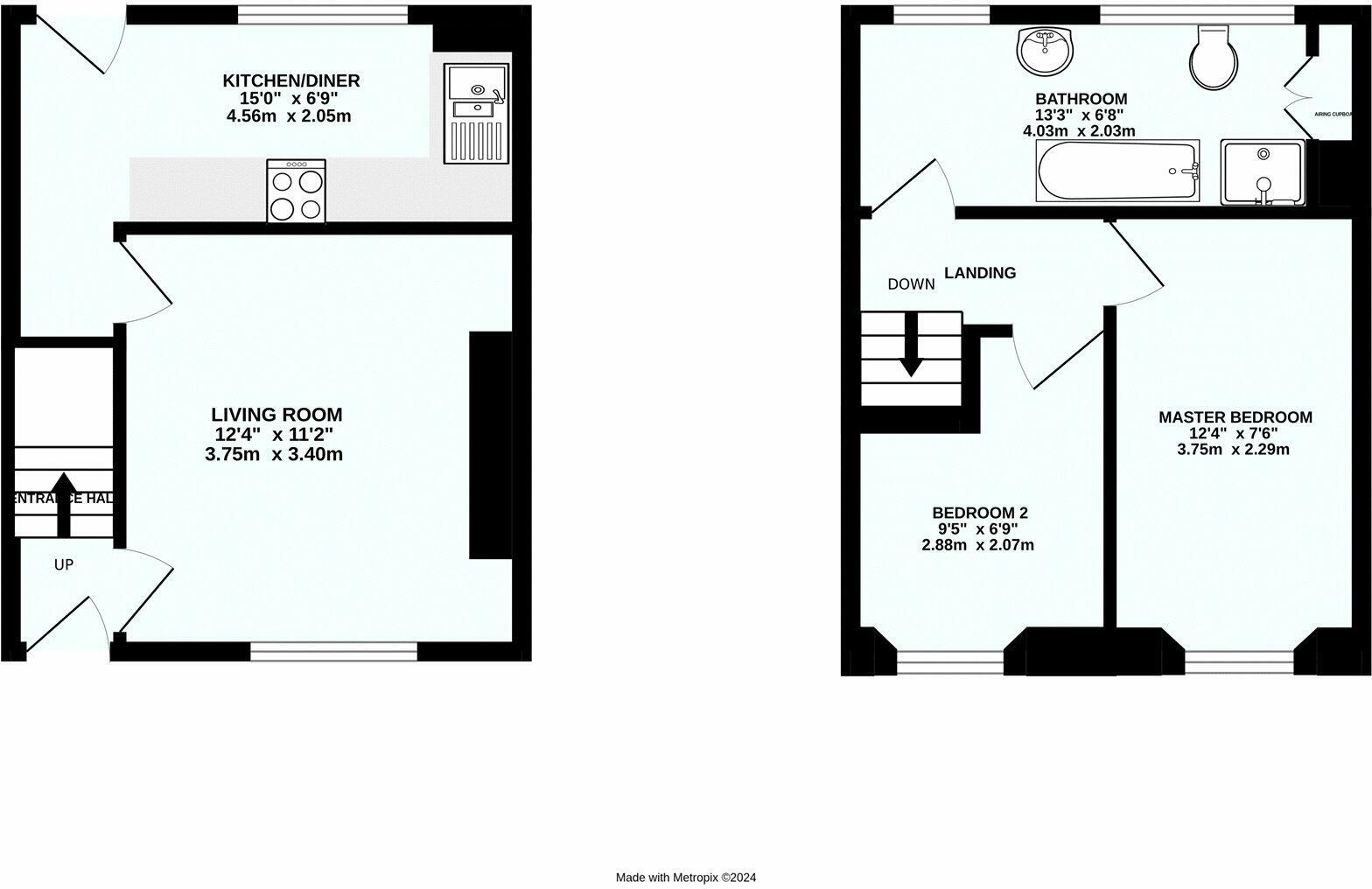 Floorplan of 2 bedroom Mid Terrace House to rent, William Street, Camborne, Cornwall, TR14