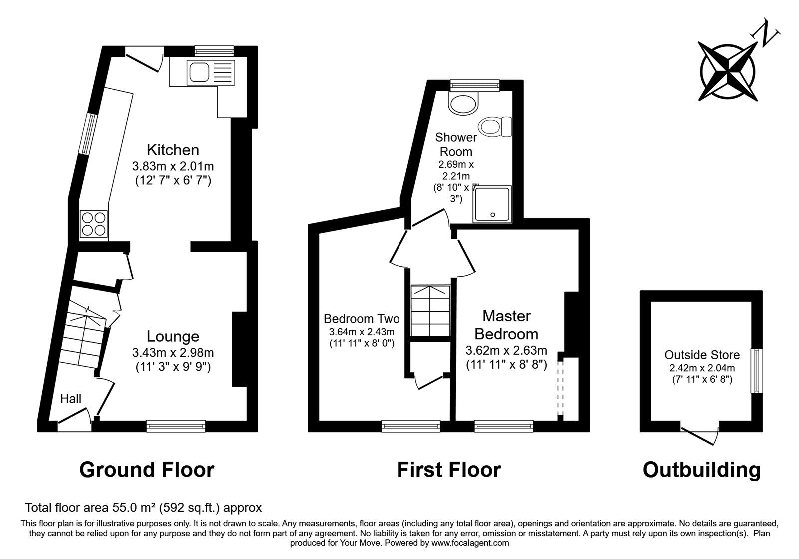 Floorplan of 2 bedroom Mid Terrace House for sale, East End, Redruth, Cornwall, TR15