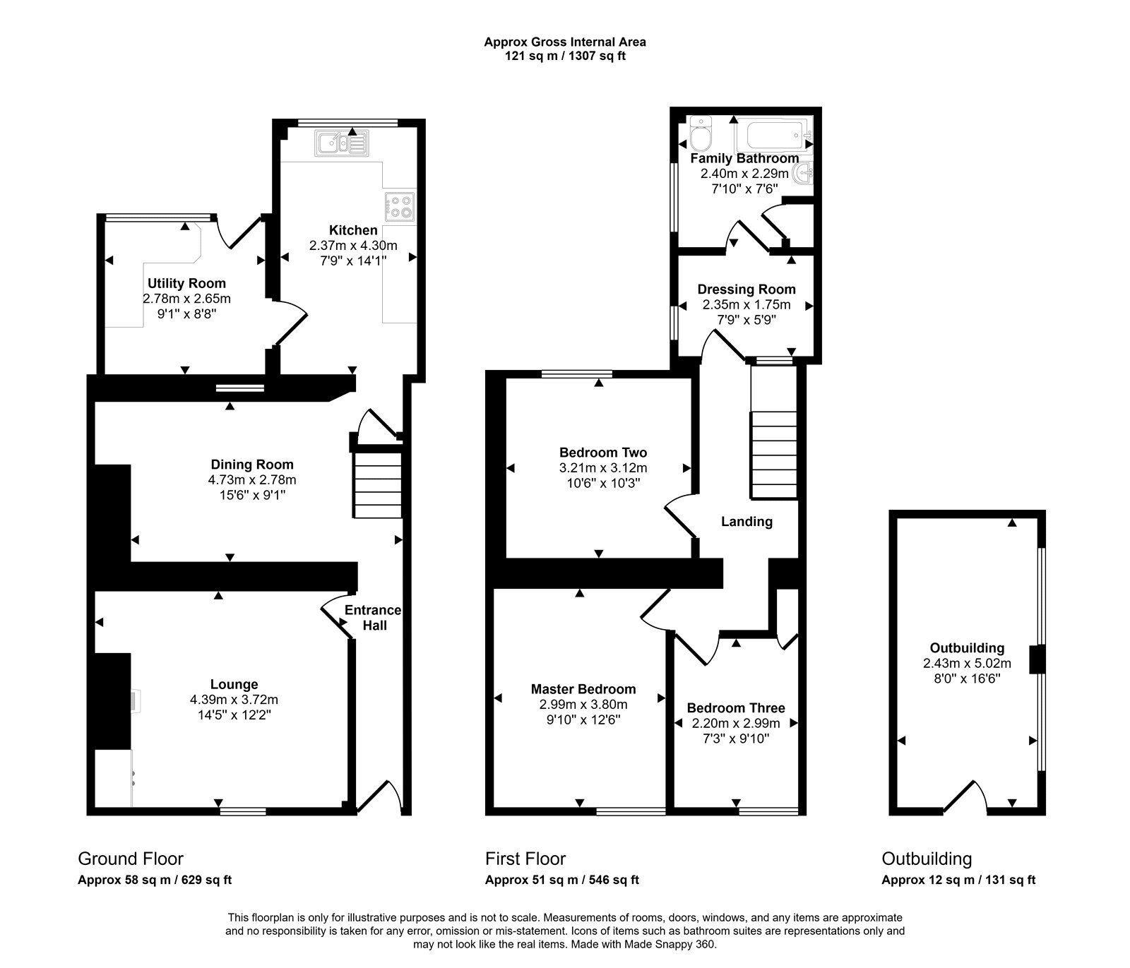 Floorplan of 3 bedroom End Terrace House for sale, West Charles Street, Camborne, Cornwall, TR14