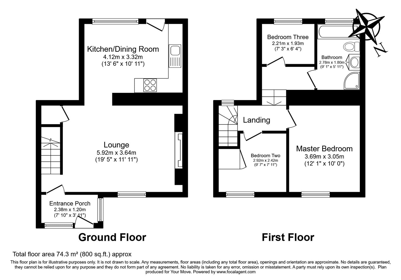 Floorplan of 3 bedroom End Terrace House for sale, Trevanion Terrace, Carn Brea Village, Cornwall, TR15
