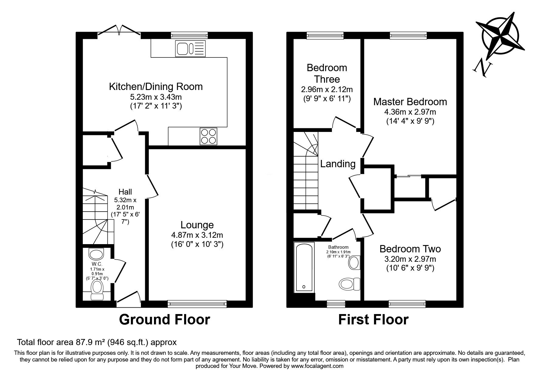 Floorplan of 3 bedroom Semi Detached House for sale, Hidderley Park, Camborne, Cornwall, TR14