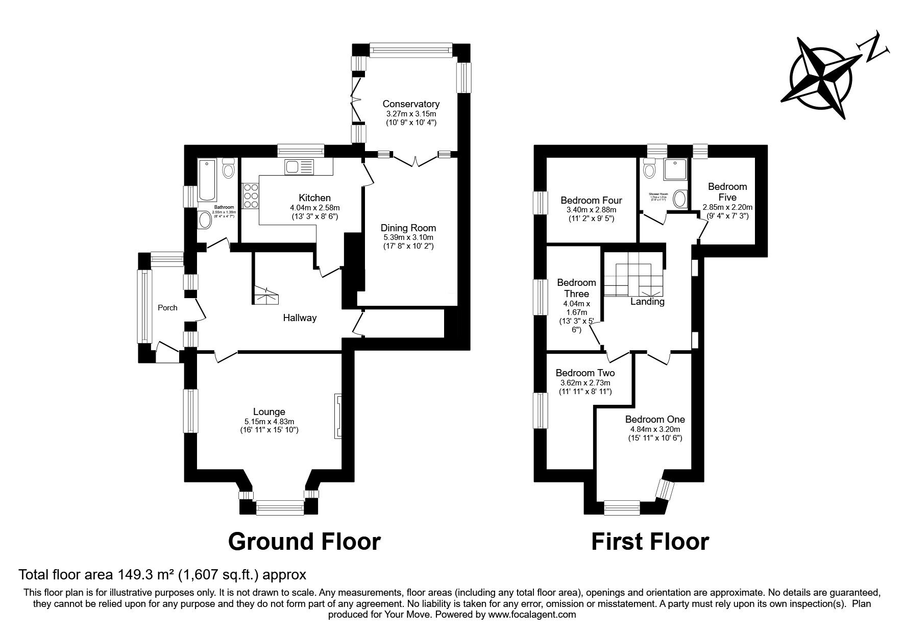 Floorplan of 5 bedroom Semi Detached House for sale, Roskear, Camborne, Cornwall, TR14