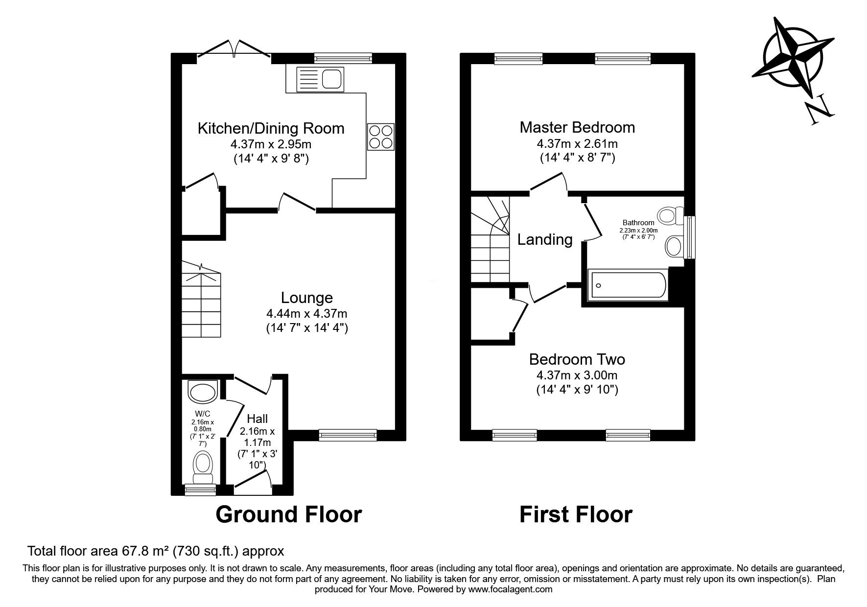 Floorplan of 2 bedroom Semi Detached House for sale, Tolgus, Redruth, Cornwall, TR15