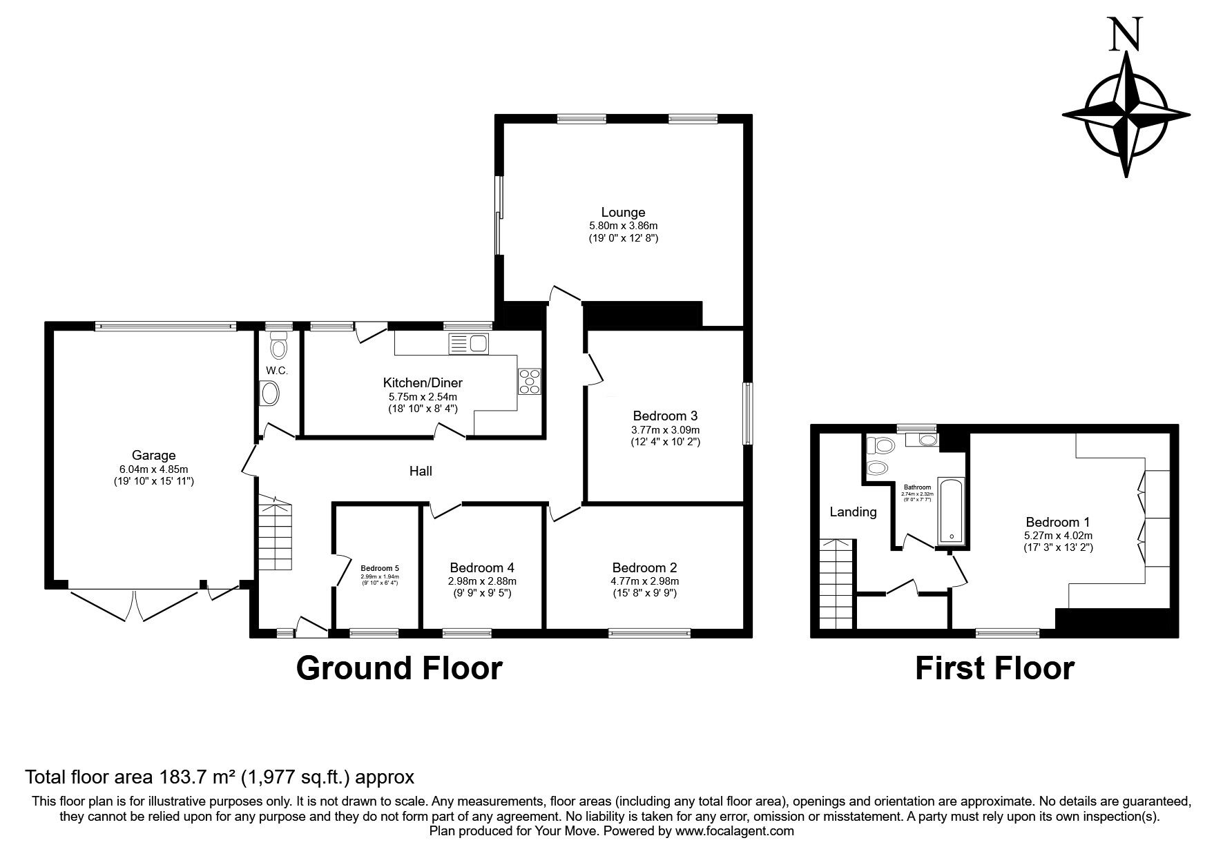 Floorplan of 4 bedroom Detached Bungalow for sale, Vean Terrace, Camborne, Cornwall, TR14
