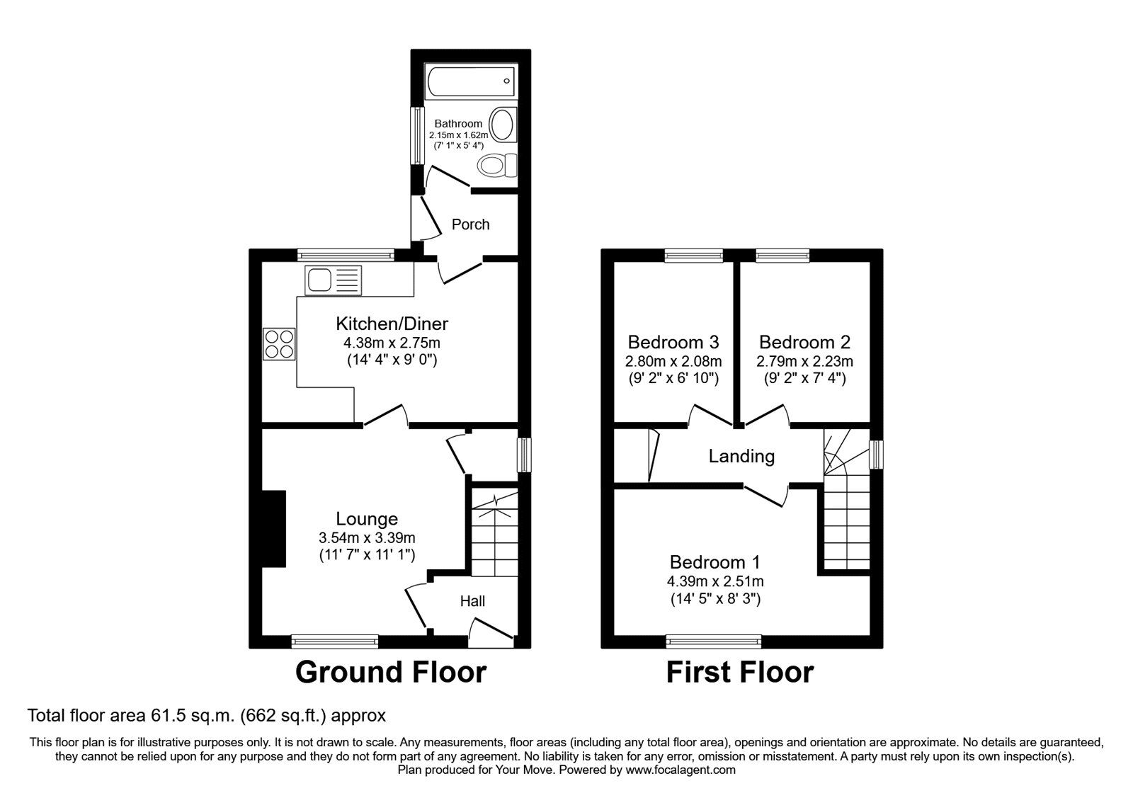 Floorplan of 3 bedroom End Terrace House for sale, Treloweth Road, Pool, Cornwall, TR15
