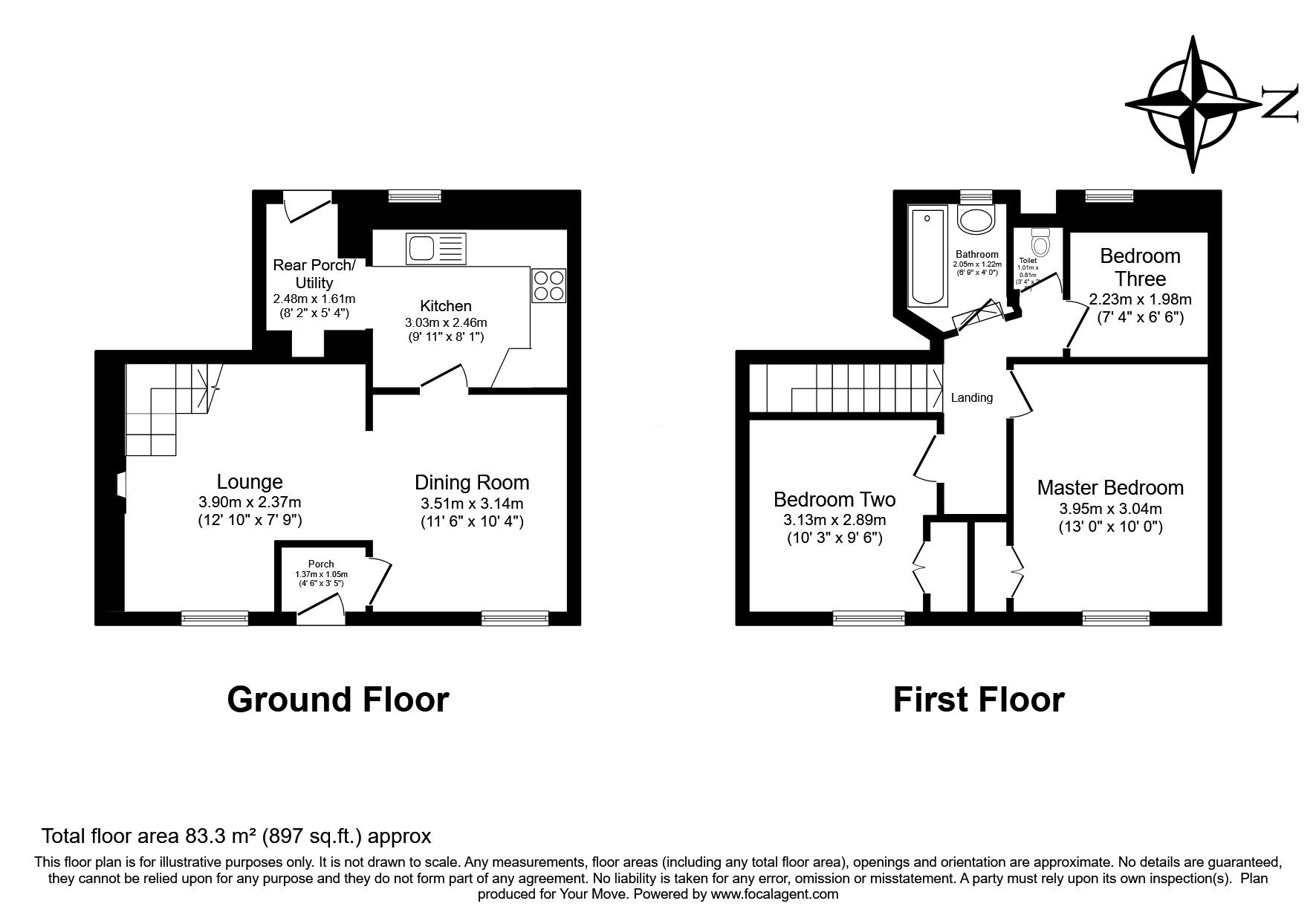 Floorplan of 3 bedroom Mid Terrace House for sale, Trewirgie Road, Redruth, Cornwall, TR15