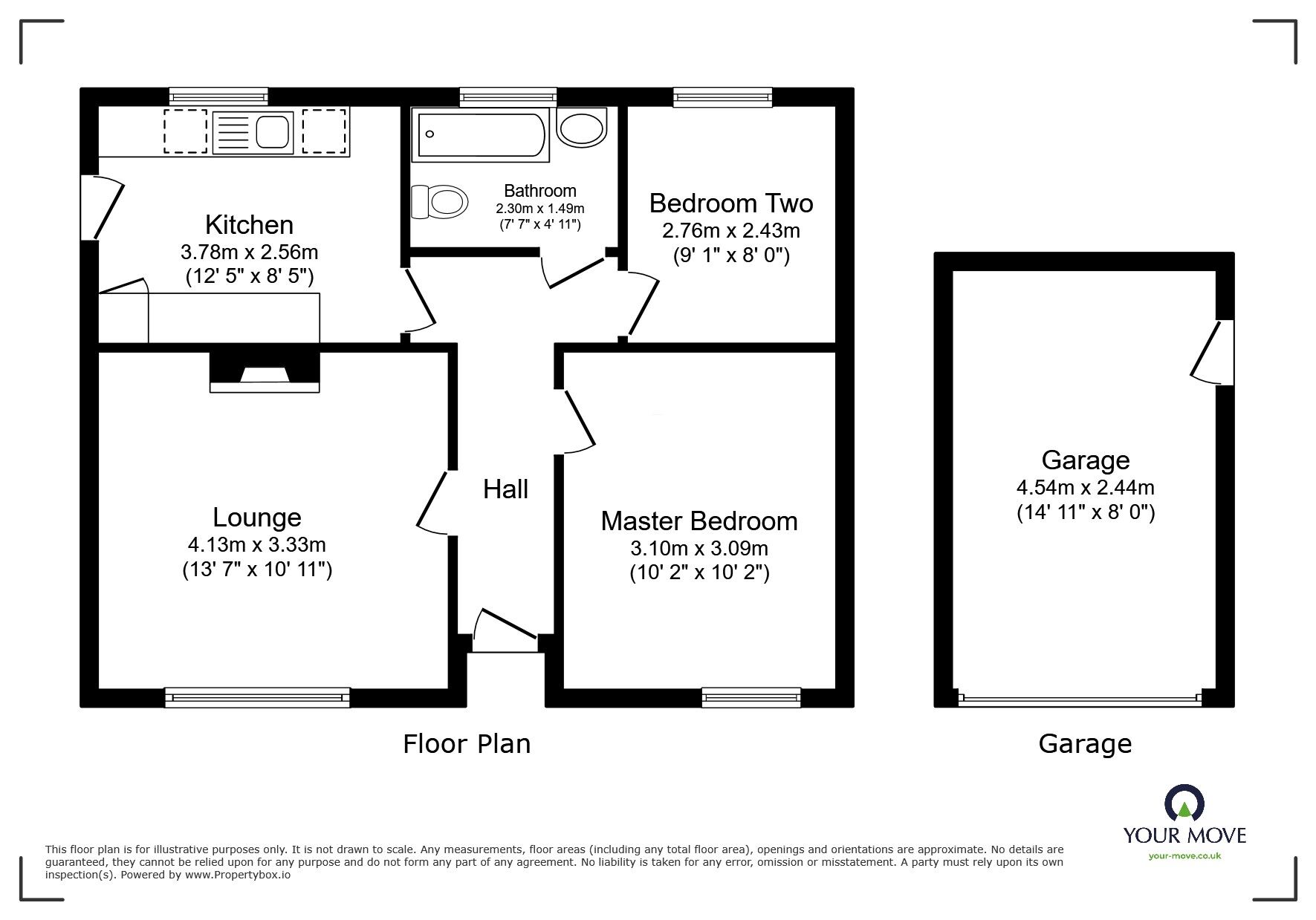 Floorplan of 2 bedroom Detached Bungalow for sale, Boscean Close, Troon, Cornwall, TR14