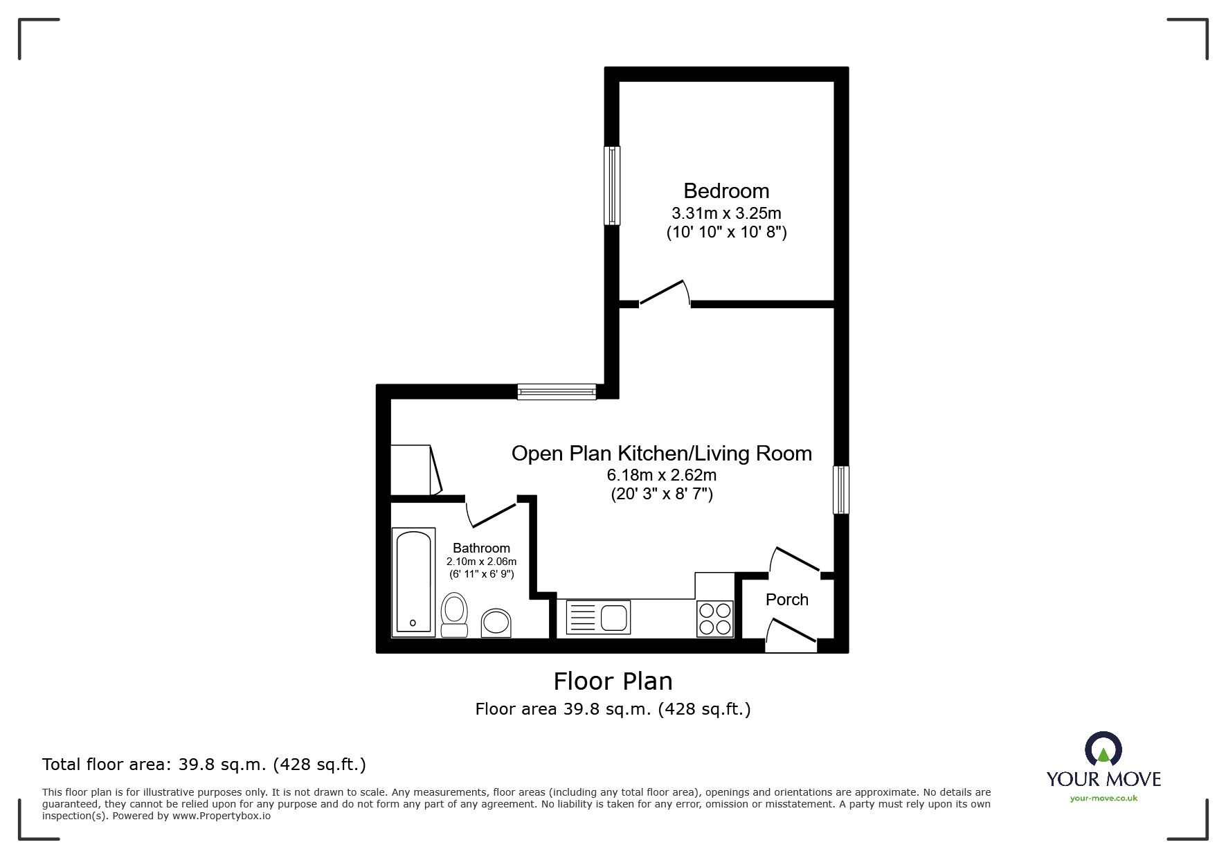 Floorplan of 1 bedroom  Flat for sale, Trevu Road, Camborne, Cornwall, TR14
