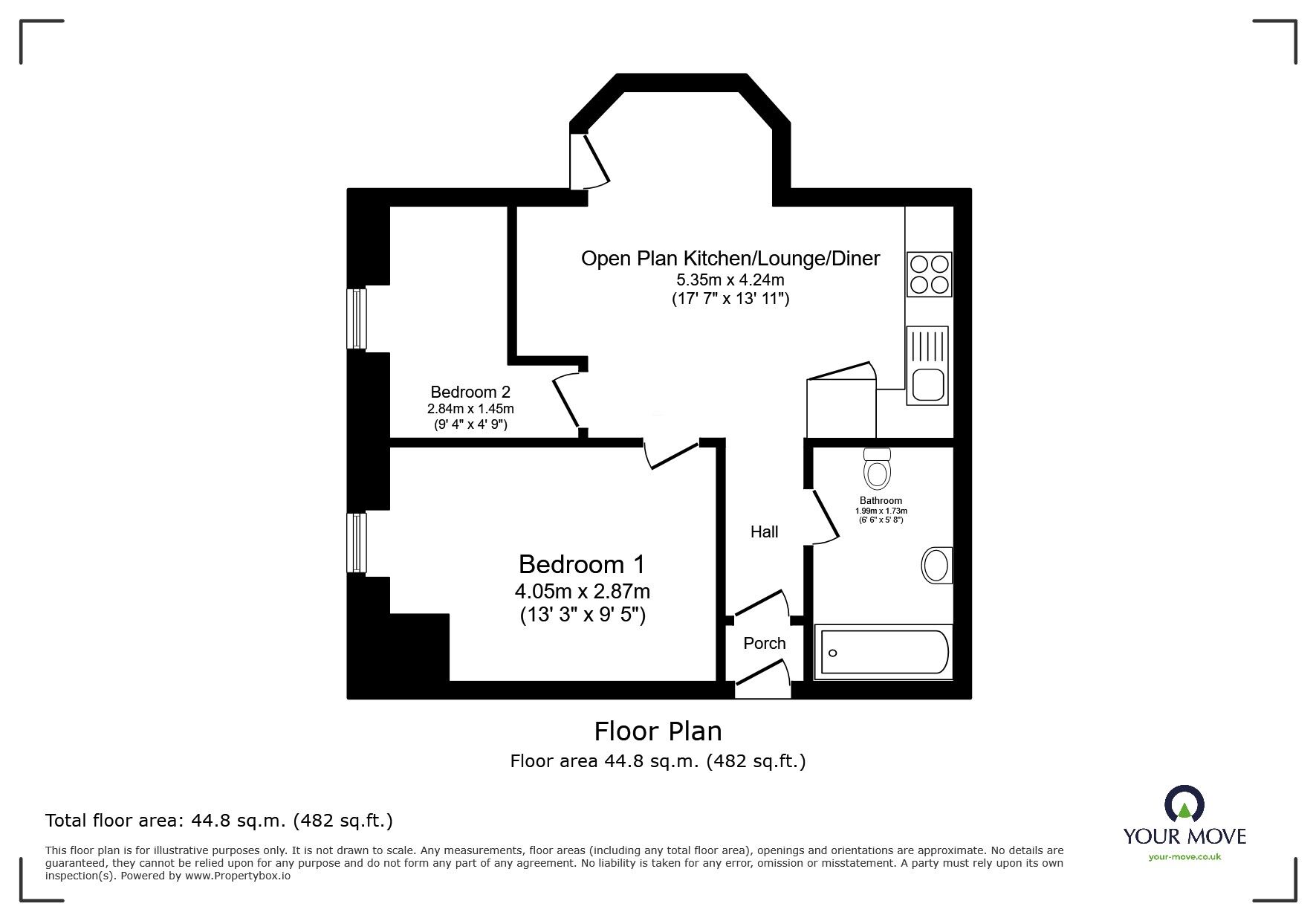 Floorplan of 2 bedroom  Flat for sale, Trevu Road, Camborne, Cornwall, TR14