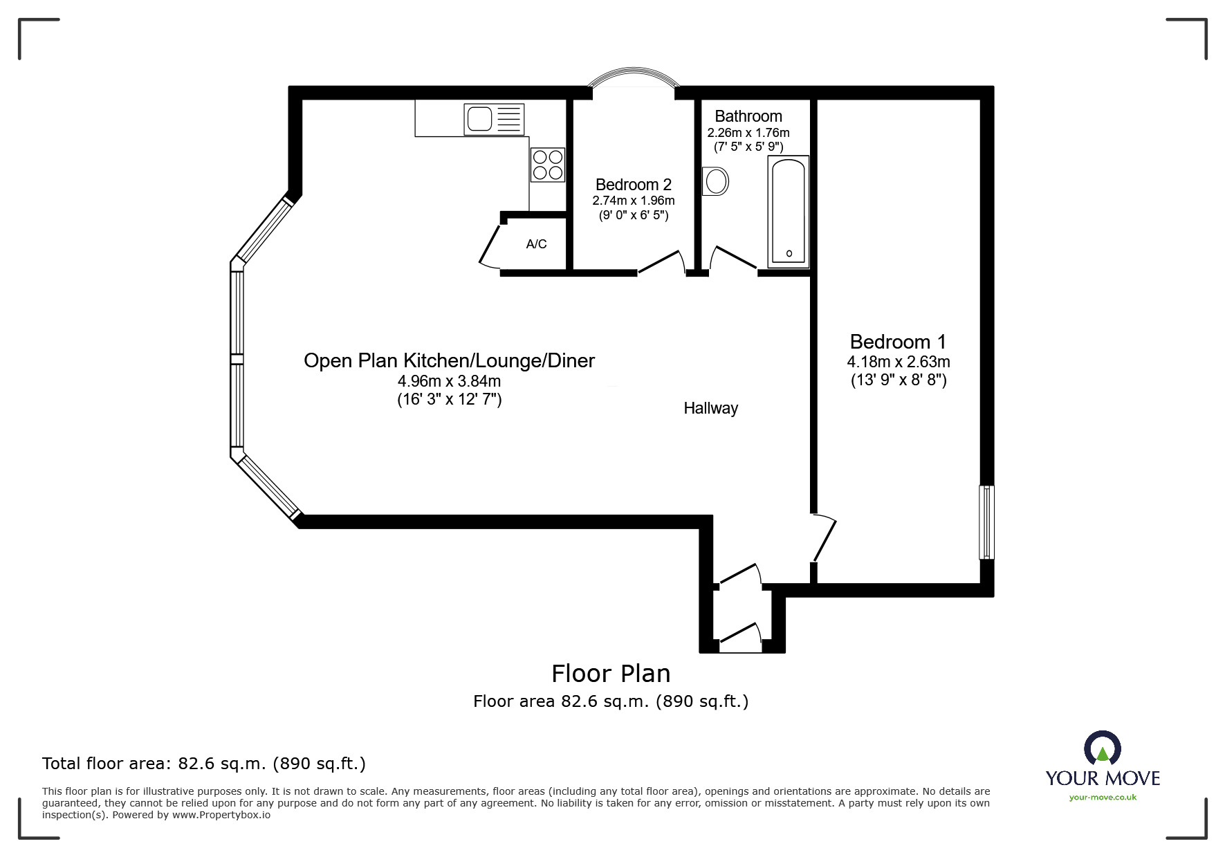 Floorplan of 2 bedroom  Flat for sale, Trevu Road, Camborne, Cornwall, TR14