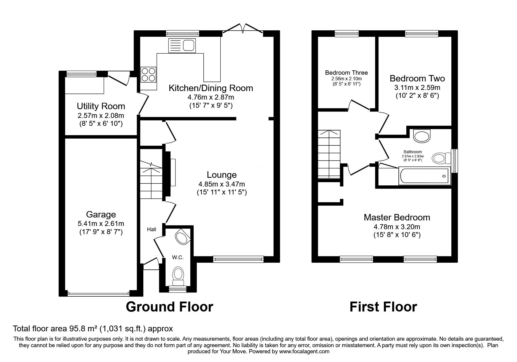 Floorplan of 3 bedroom Link Detached House for sale, Primrose Close, Camborne, Cornwall, TR14