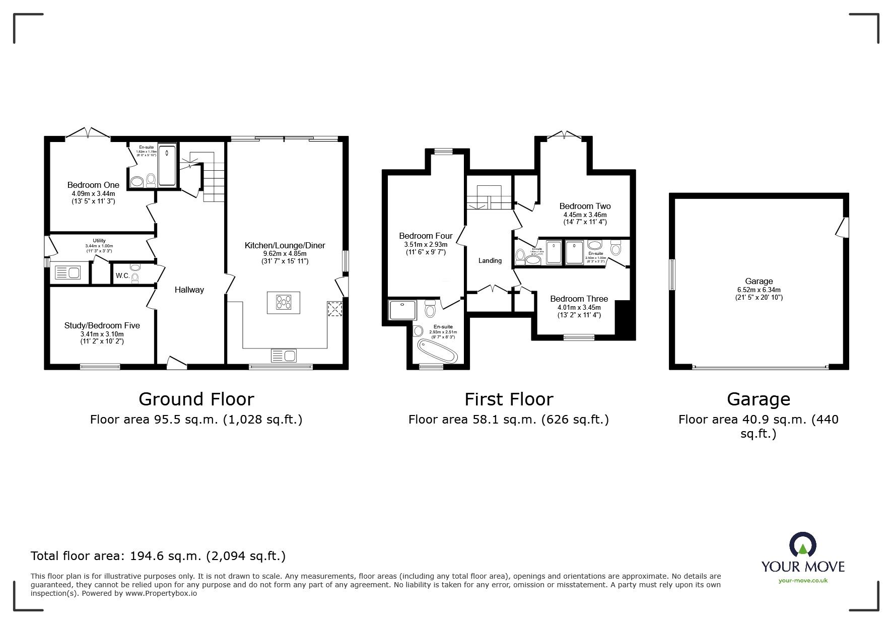 Floorplan of 4 bedroom Detached House for sale, Penstraze, Chacewater, Cornwall, TR4