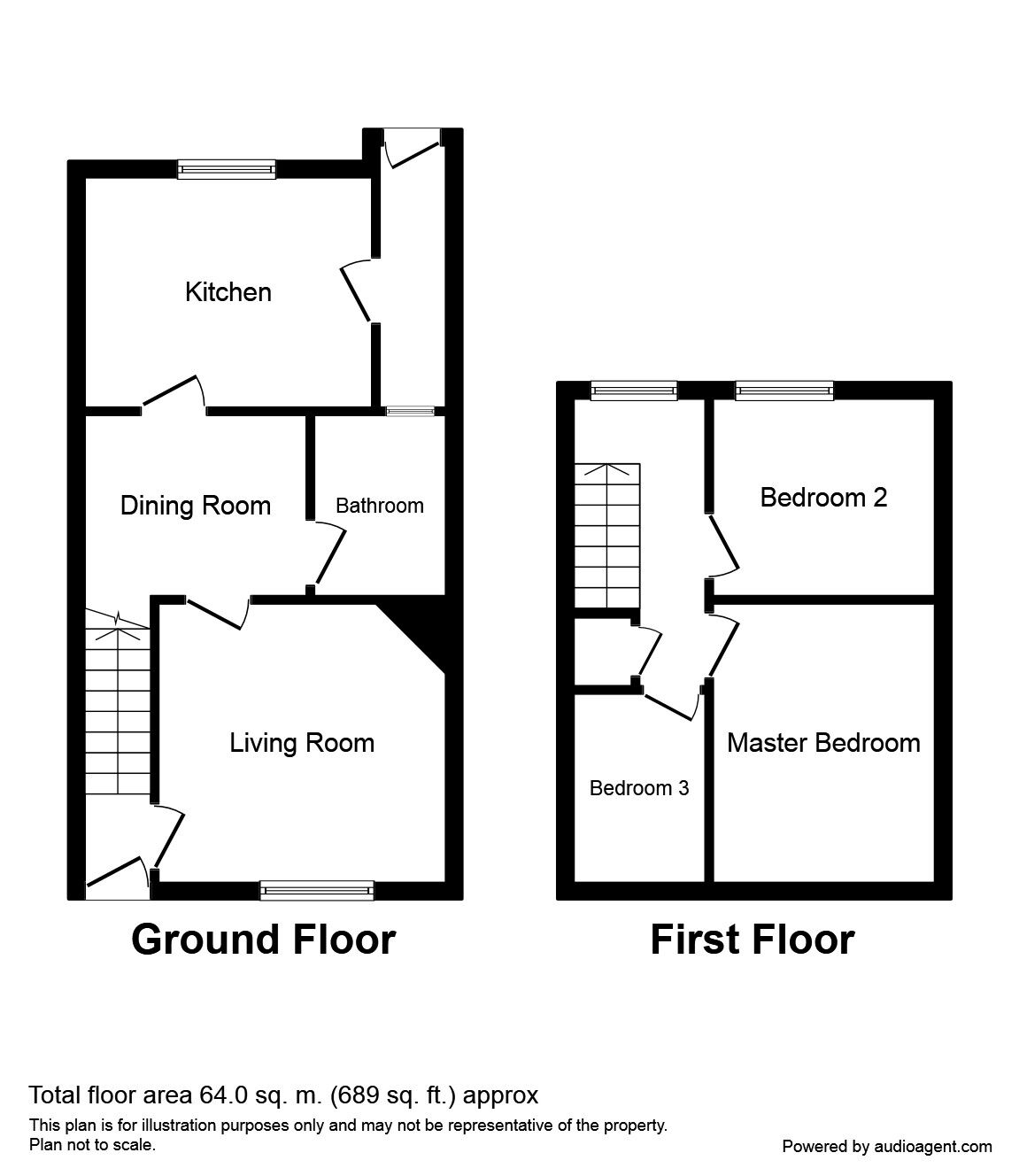Floorplan of 3 bedroom Mid Terrace House to rent, Poldice, St. Day, Cornwall, TR16