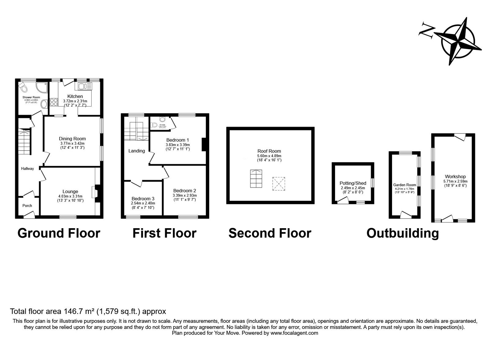 Floorplan of 3 bedroom End Terrace House for sale, Laity Road, Troon, Camborne, TR14