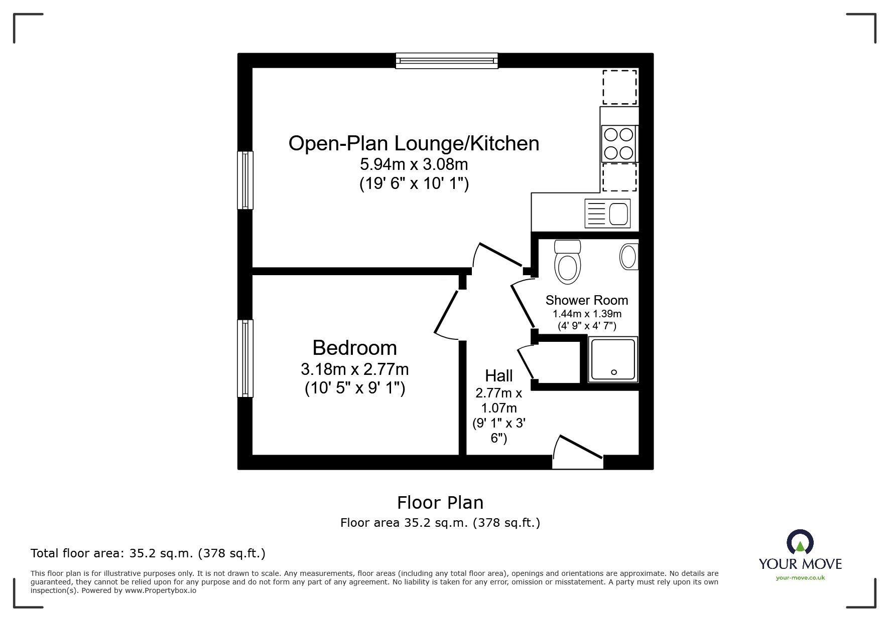 Floorplan of 1 bedroom  Flat for sale, South Roskear Terrace, Camborne, Cornwall, TR14