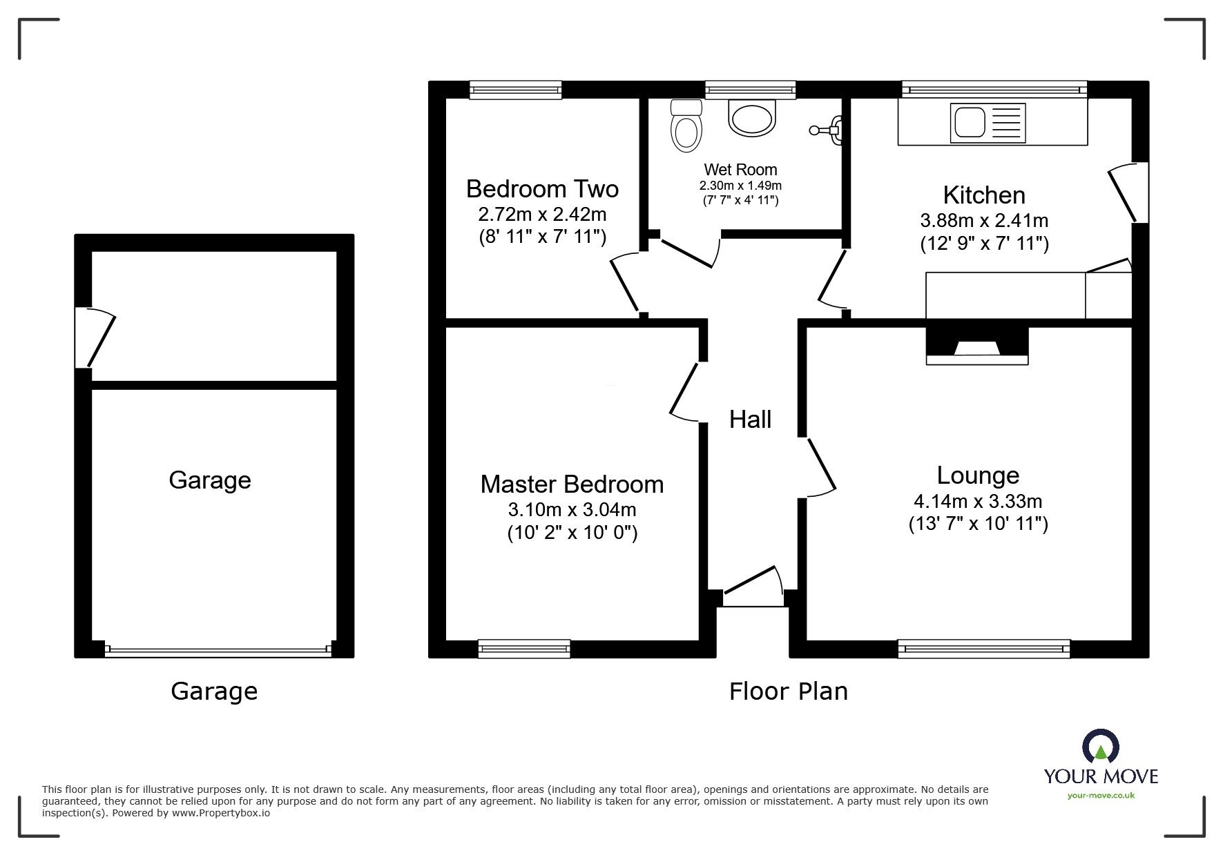 Floorplan of 2 bedroom Link Detached Bungalow for sale, Boscean Close, Troon, Cornwall, TR14