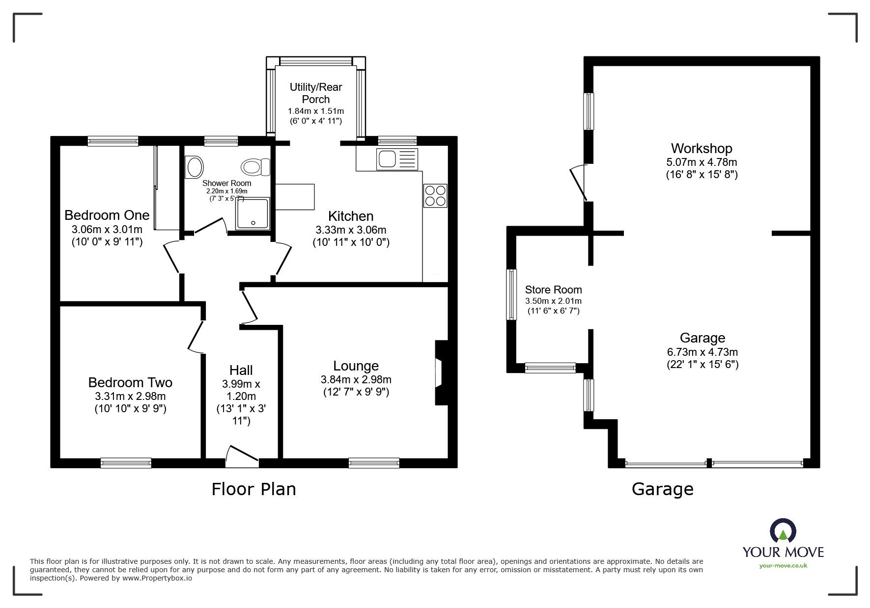 Floorplan of 2 bedroom Detached Bungalow for sale, Weeth Lane, Camborne, Cornwall, TR14