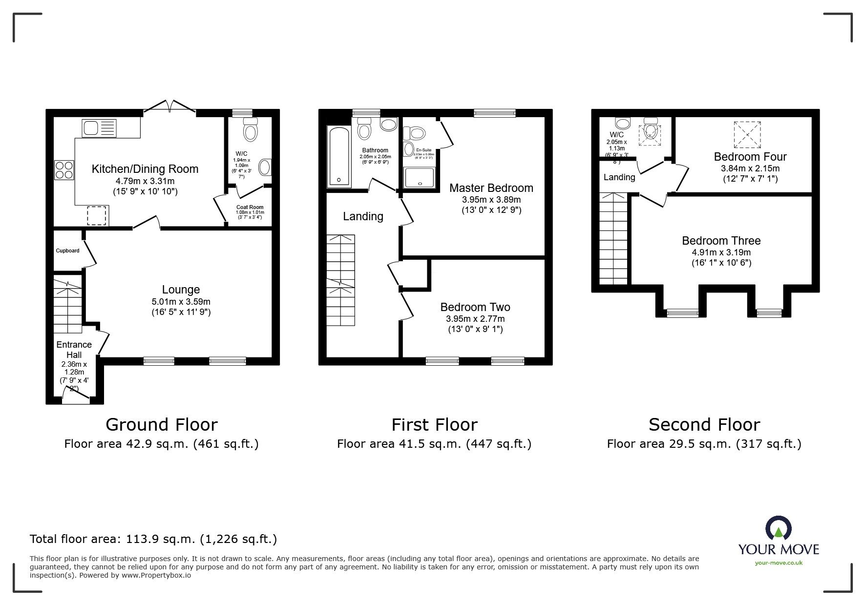 Floorplan of 4 bedroom Mid Terrace House for sale, Chenoweth Way, Scorrier, Cornwall, TR16