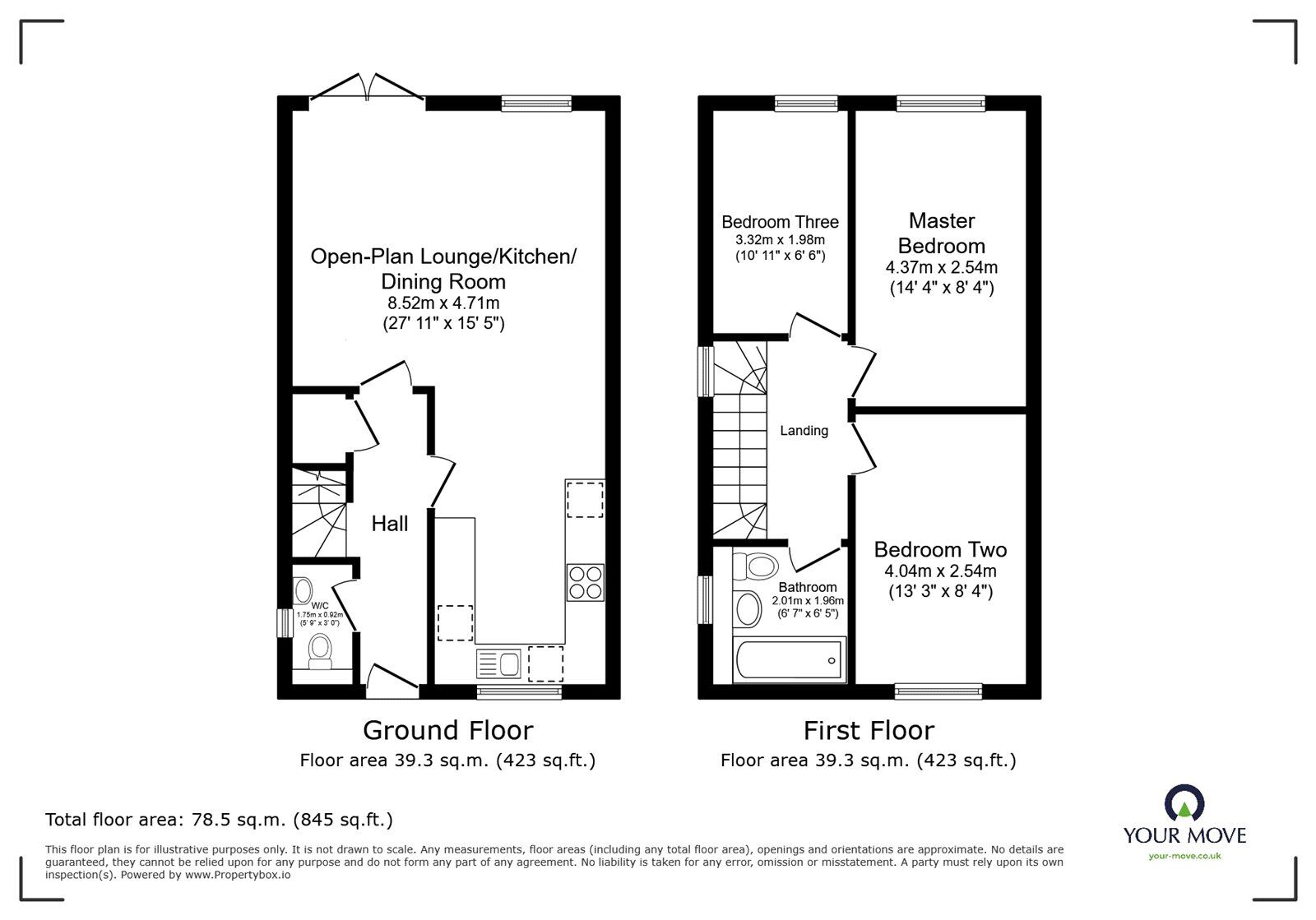 Floorplan of 3 bedroom Semi Detached House for sale, Caraway Close, Camborne, Cornwall, TR14