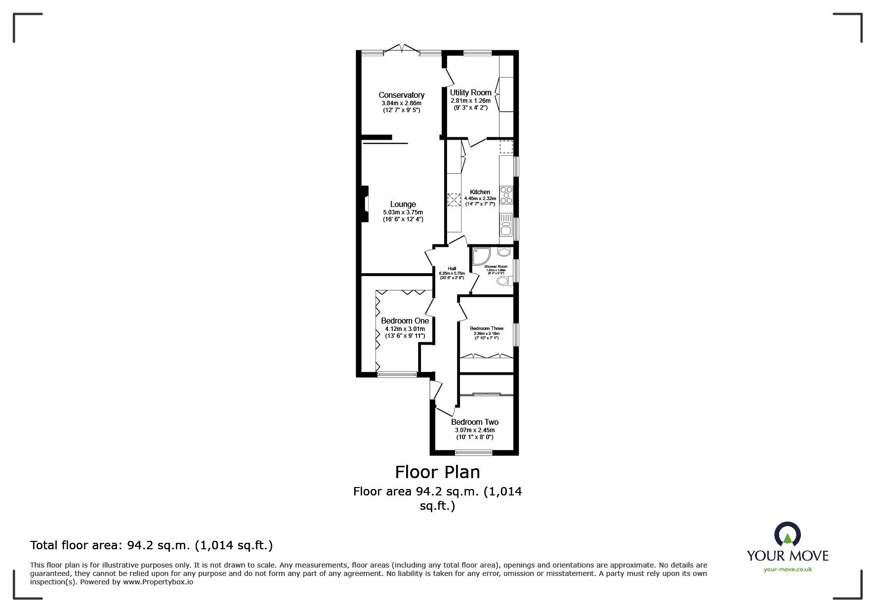Floorplan of 3 bedroom Semi Detached Bungalow for sale, Holman Avenue, Camborne, Cornwall, TR14
