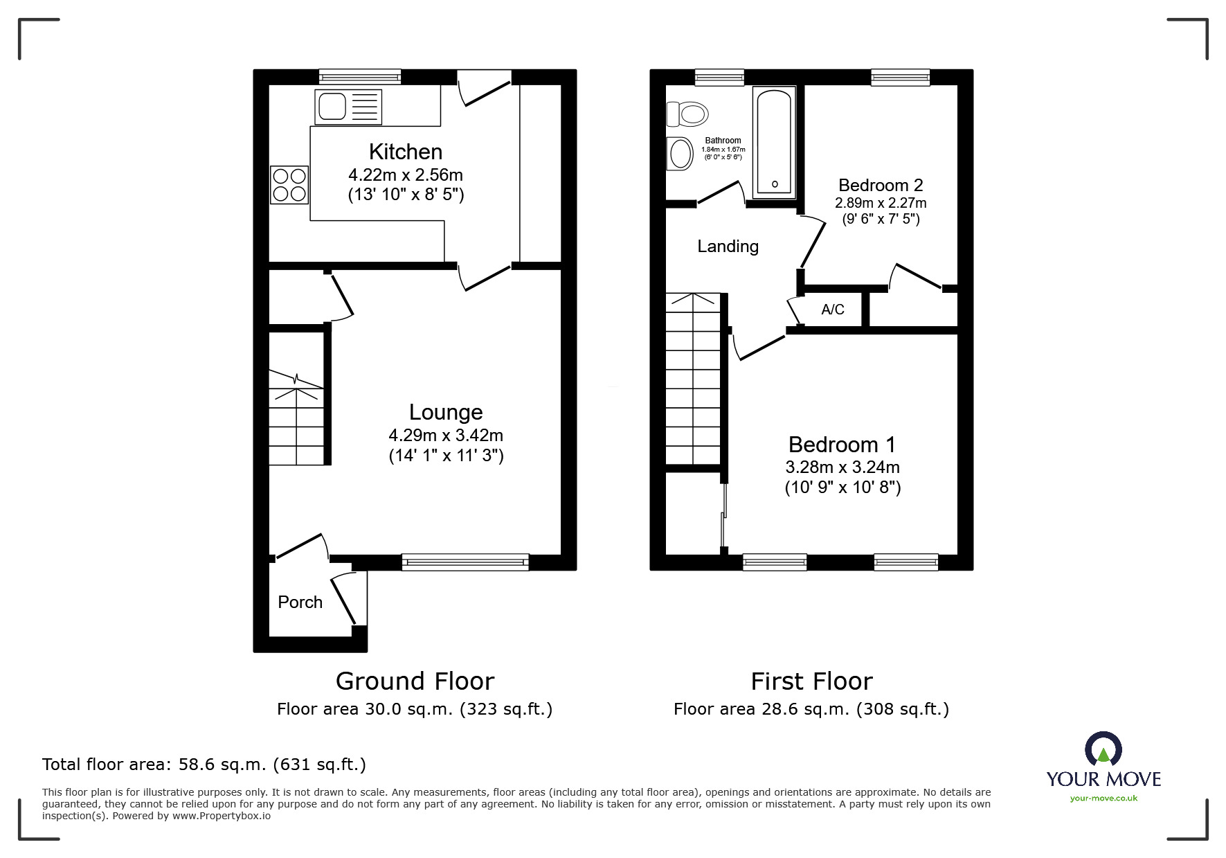 Floorplan of 2 bedroom Mid Terrace House for sale, Tregarrian Road, Tolvaddon, Cornwall, TR14