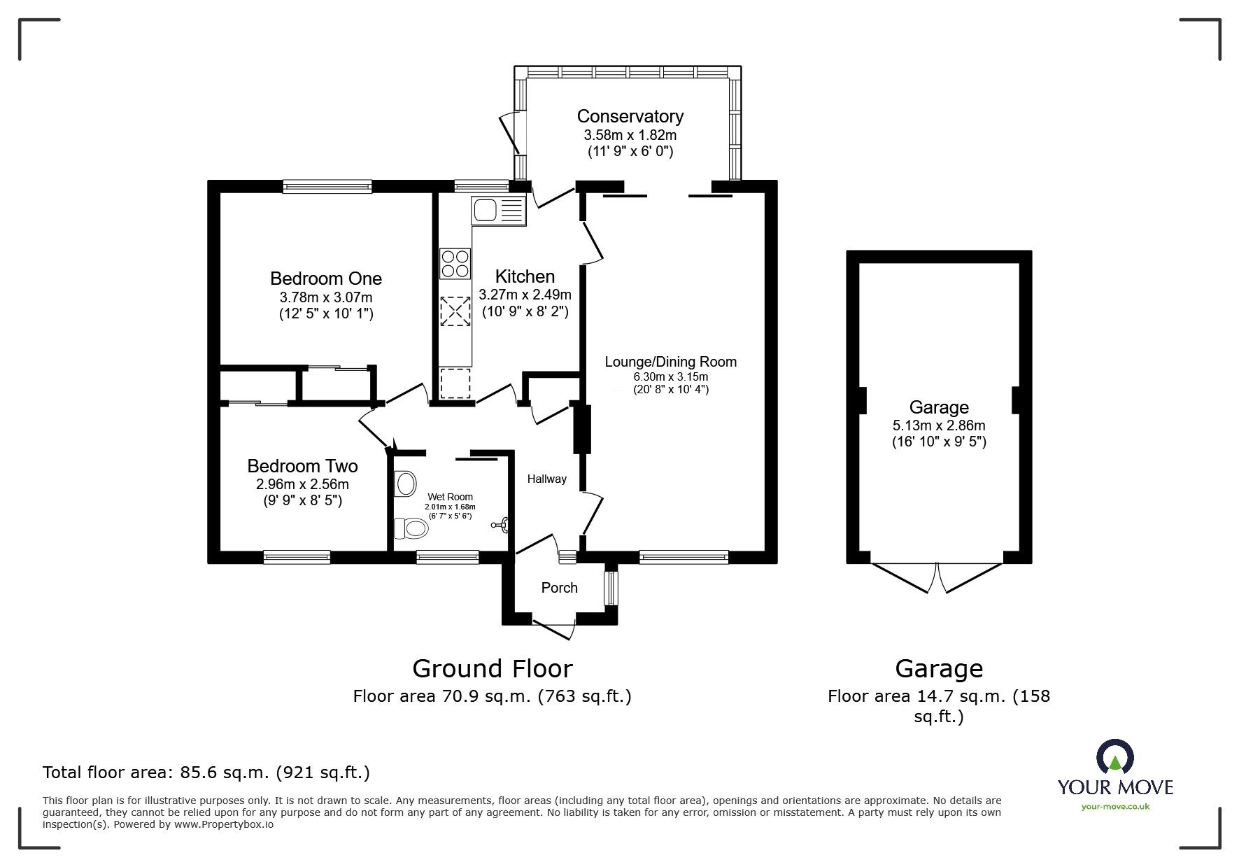 Floorplan of 2 bedroom Detached Bungalow for sale, Moorfield Road, Pool, Cornwall, TR15