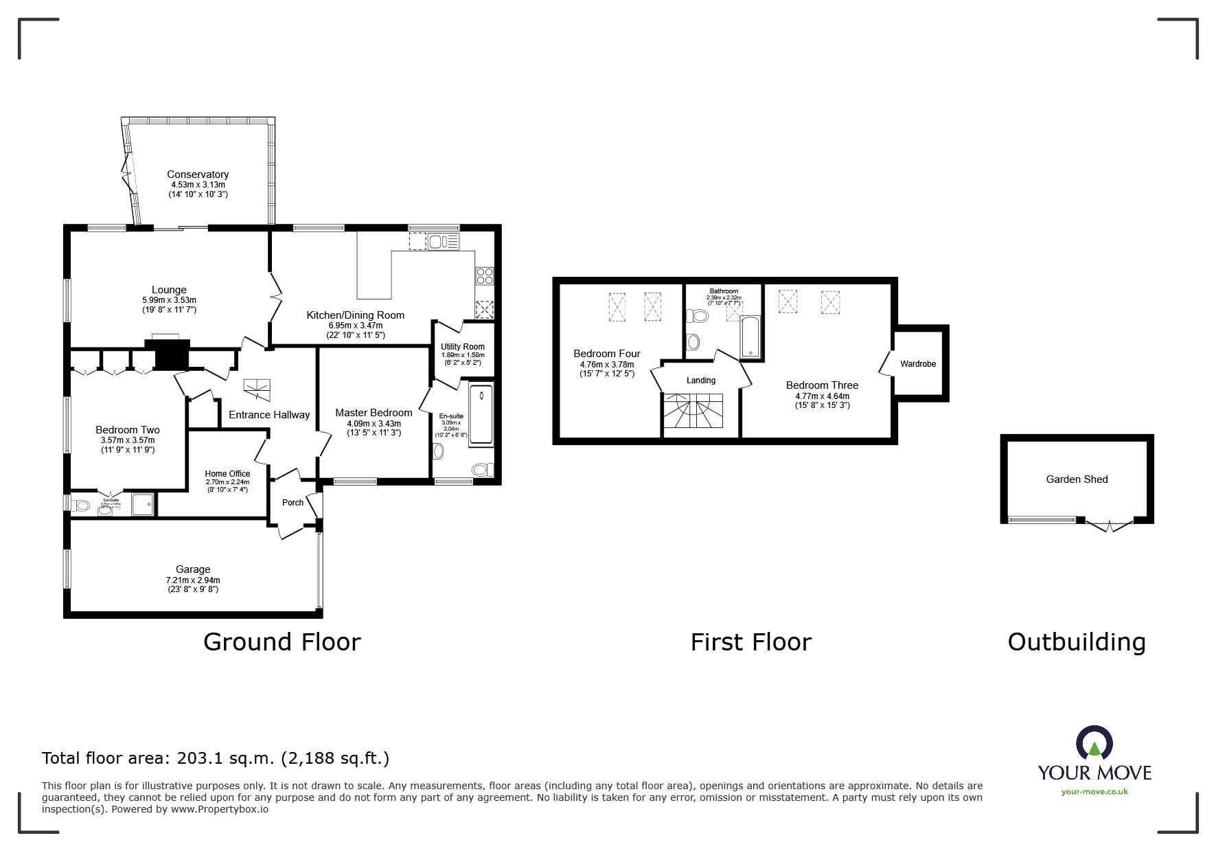 Floorplan of 4 bedroom Detached House for sale, Tehidy Road, Camborne, Cornwall, TR14