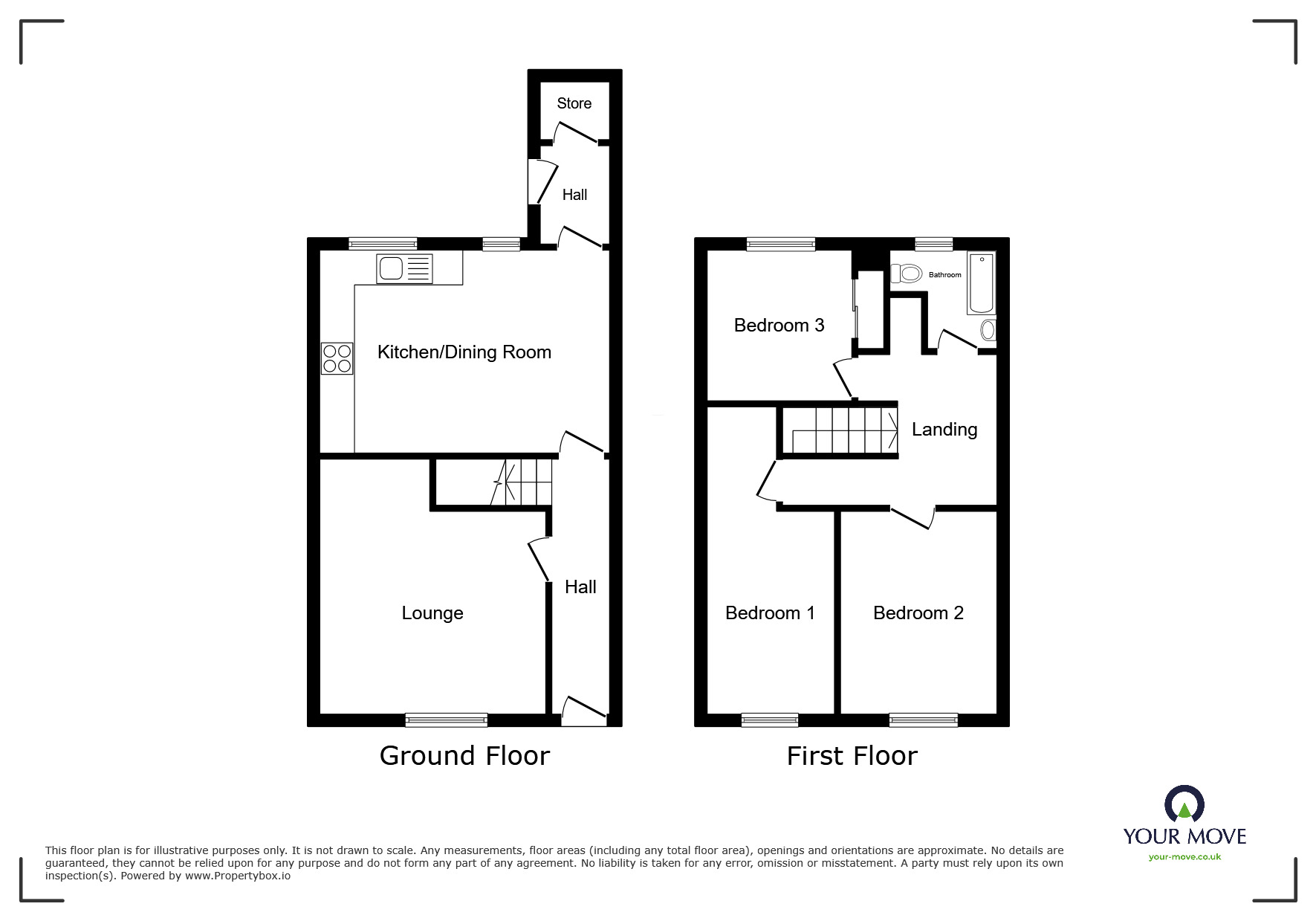 Floorplan of 3 bedroom Mid Terrace House for sale, College Street, Camborne, Cornwall, TR14