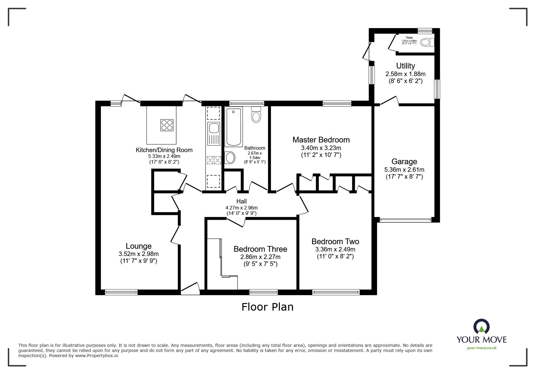 Floorplan of 3 bedroom Detached Bungalow for sale, Treganoon Road, Mount Ambrose, Cornwall, TR15