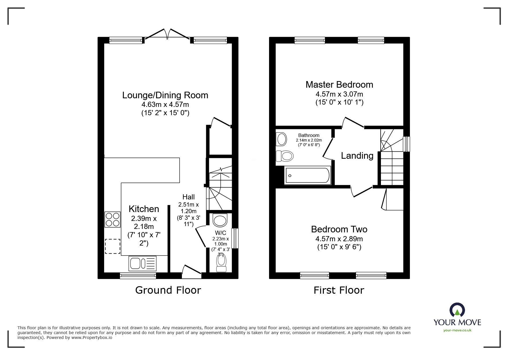 Floorplan of 2 bedroom Semi Detached House for sale, Sparrow Close, Hayle, Cornwall, TR27