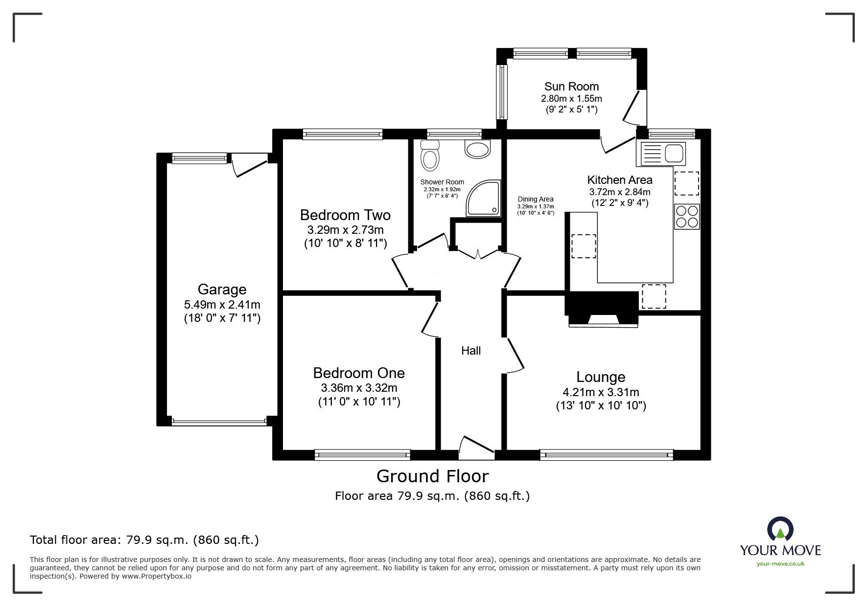 Floorplan of 2 bedroom Detached Bungalow for sale, Gilly Fields, Redruth, Cornwall, TR15