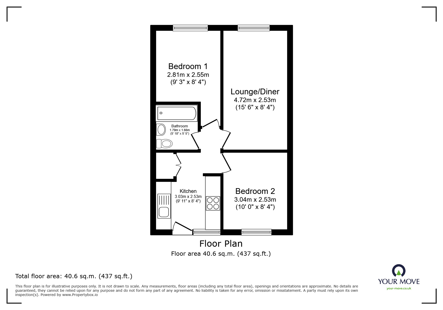 Floorplan of 2 bedroom Flat for sale, Greenfield Terrace, Portreath, Cornwall, TR16