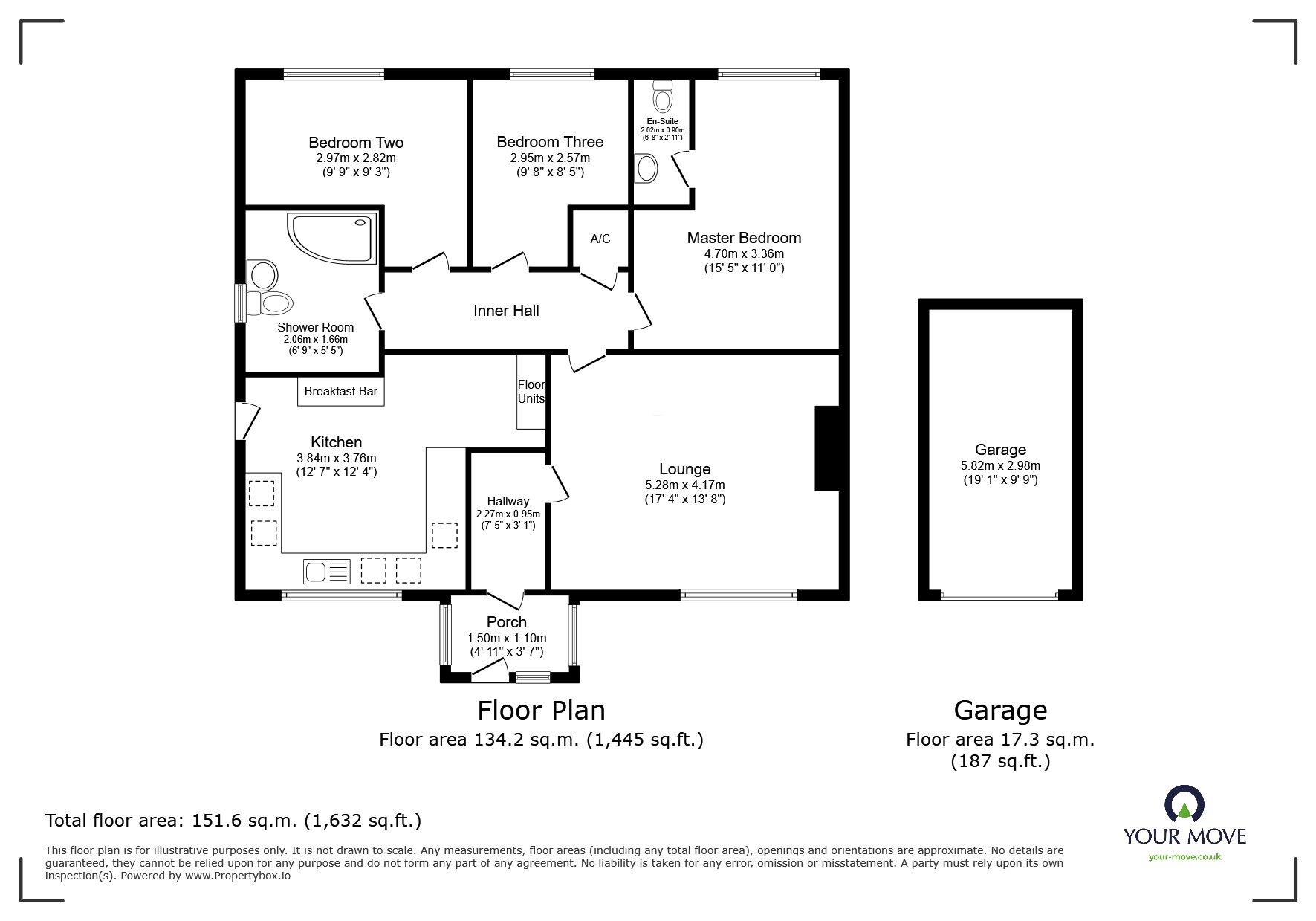 Floorplan of 3 bedroom Semi Detached Bungalow for sale, Penhale Estate, Redruth, Cornwall, TR15