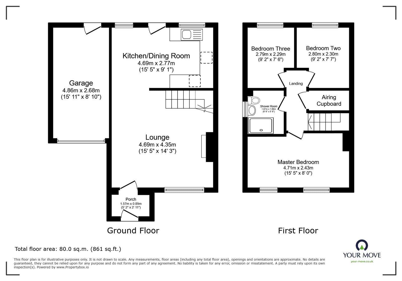 Floorplan of 3 bedroom Semi Detached House for sale, Trethannas Gardens, Praze, Cornwall, TR14