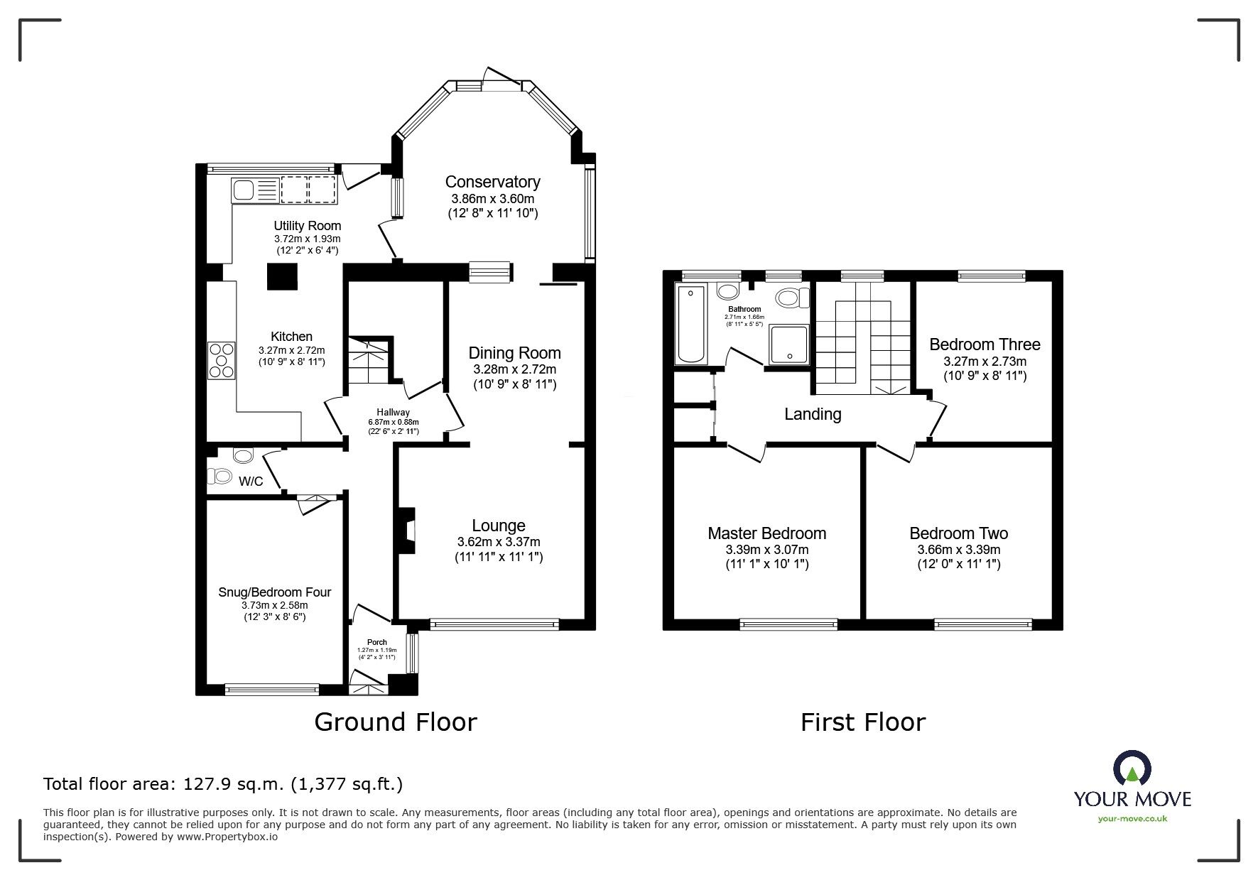 Floorplan of 3 bedroom Semi Detached House for sale, Harefield Crescent, Camborne, Cornwall, TR14