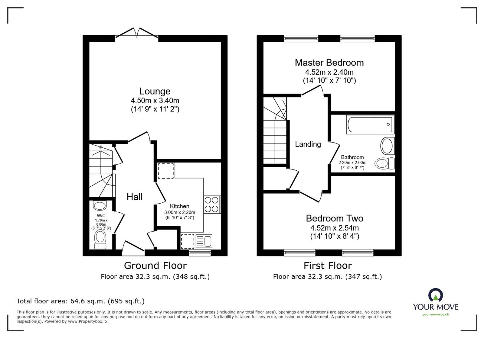 Floorplan of 2 bedroom End Terrace House for sale, Perry Way, Camborne, Cornwall, TR14